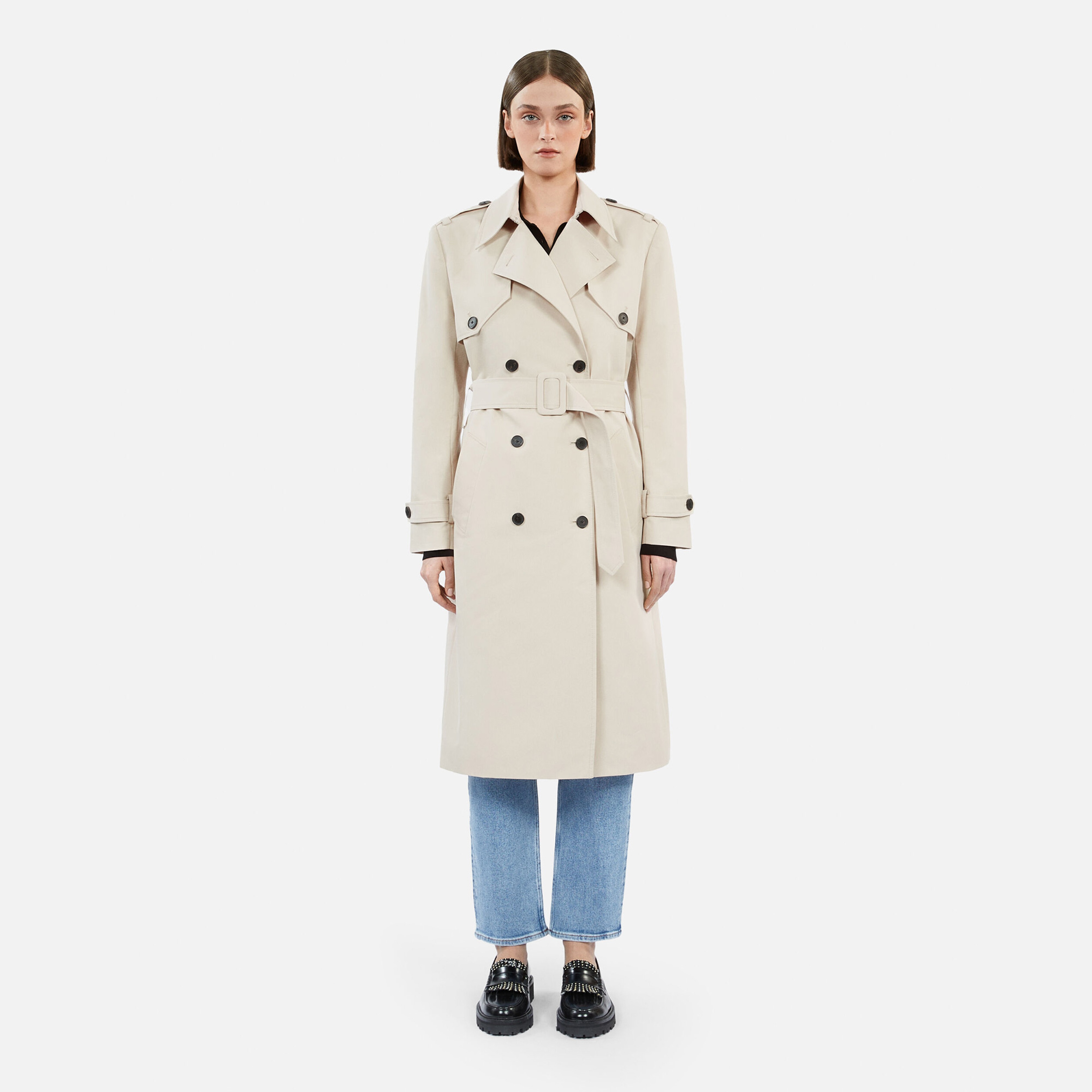KADIN STRAIGHT FIT KREM TRENÇKOT