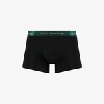 Tommy Hilfiger Trunk 3'lü Siyah/Gümüş/Yeşil Bantlı Erkek Siyah Boxer