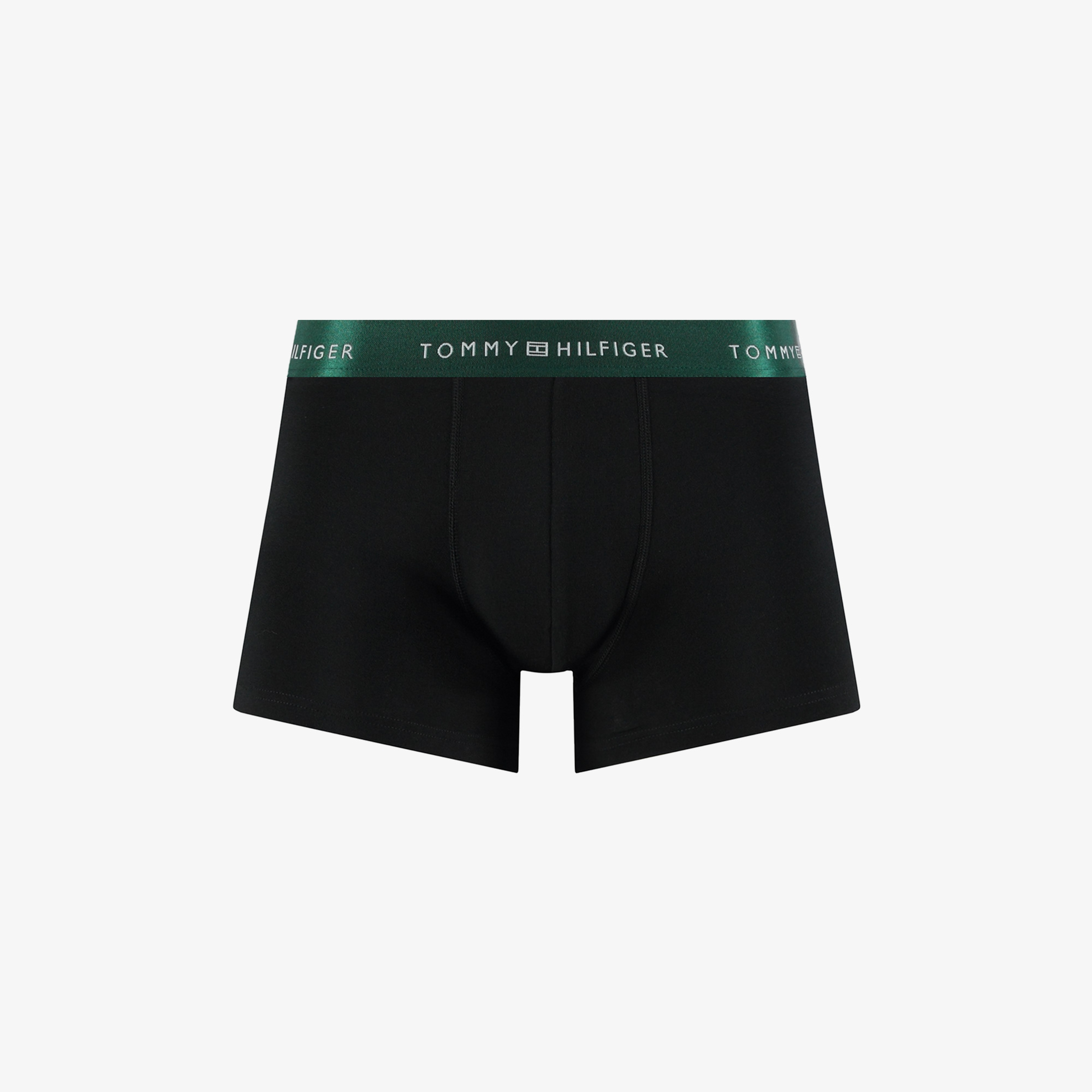 Tommy Hilfiger Trunk 3'lü Siyah/Gümüş/Yeşil Bantlı Erkek Siyah Boxer