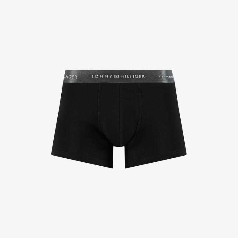 Tommy Hilfiger Trunk 3'lü Erkek Metalik Logo Siyah Boxer