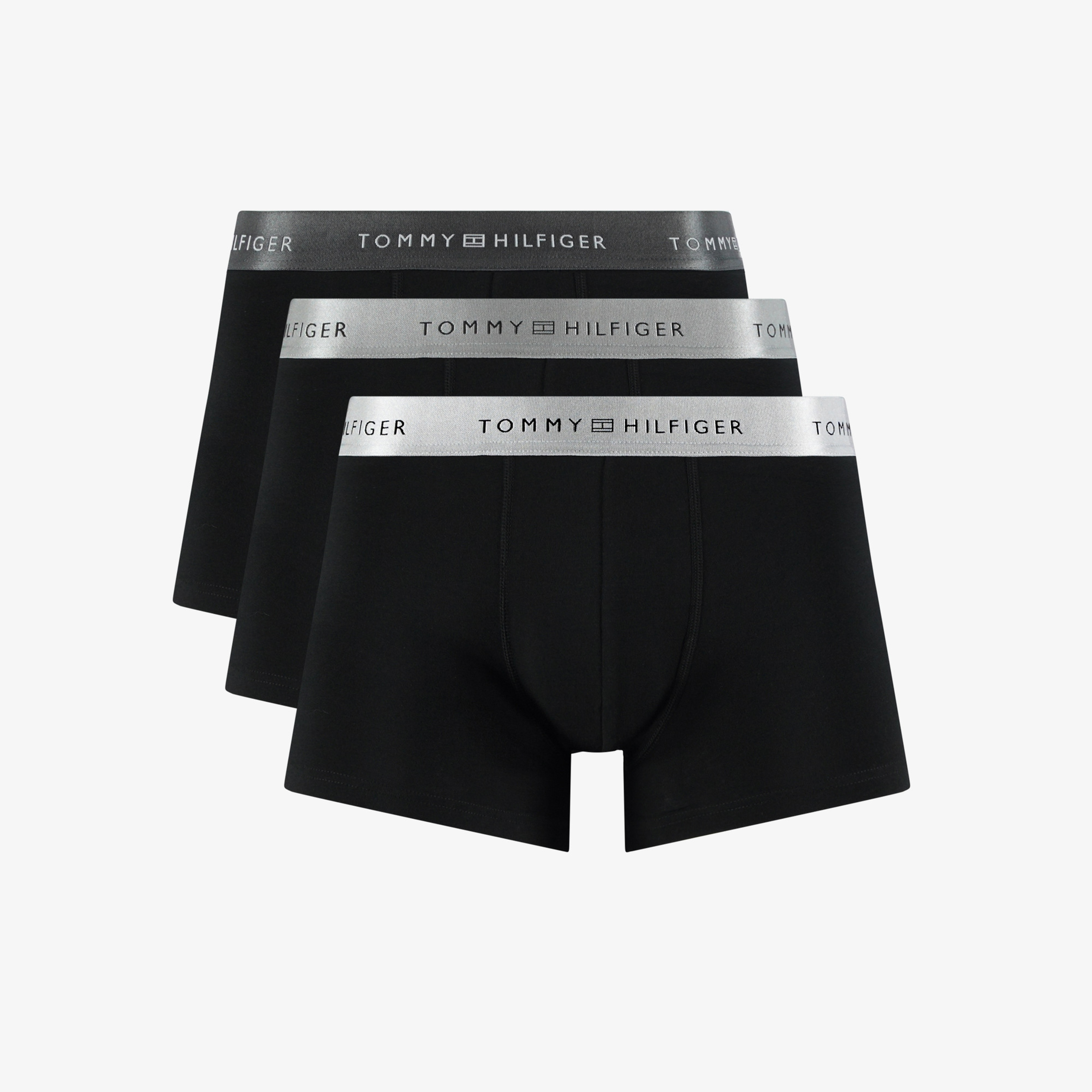 Tommy Hilfiger Trunk 3'lü Erkek Metalik Logo Siyah Boxer