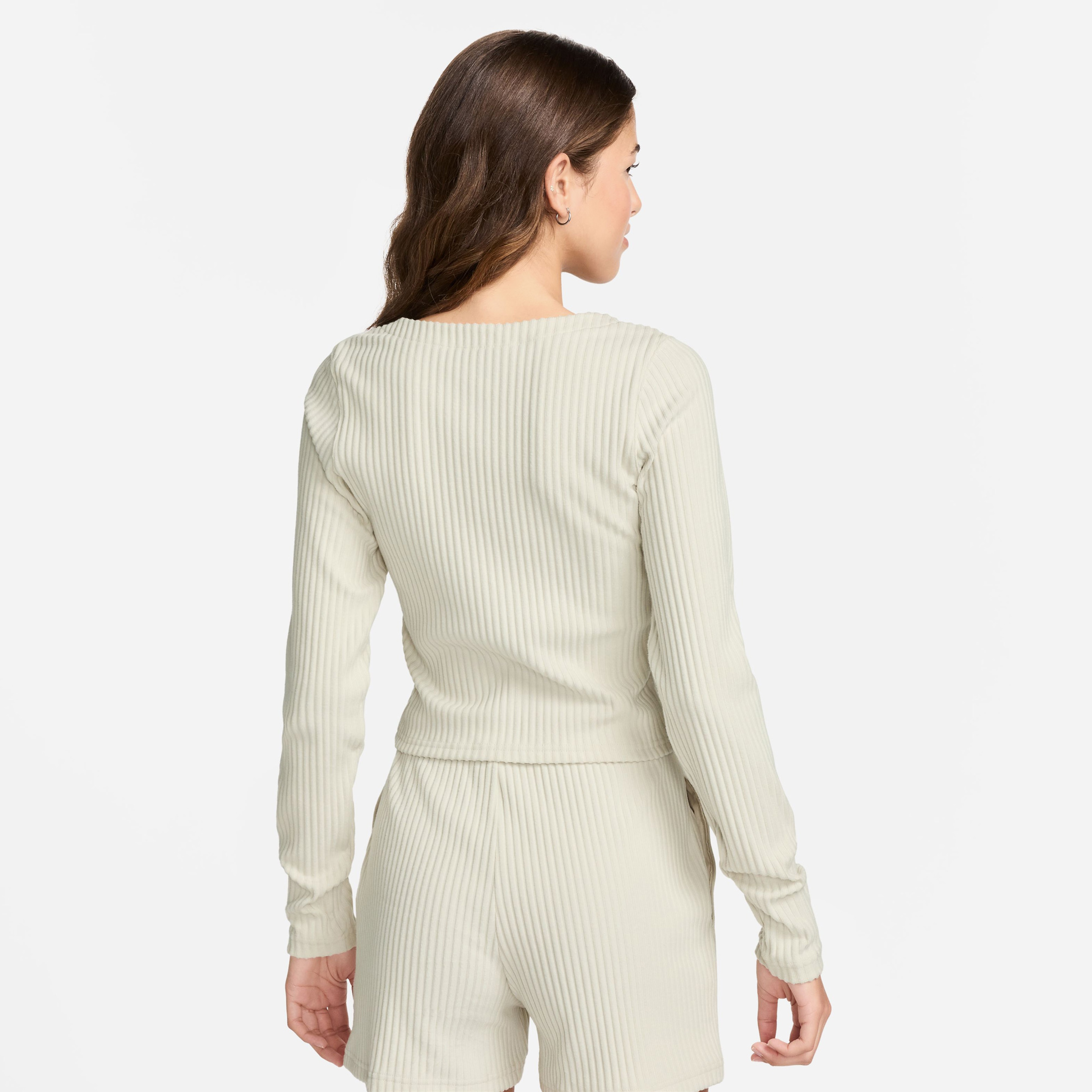 Nike Sportswear Chill Knit Full Zip Ribbed Cardigan Kadın Krem
