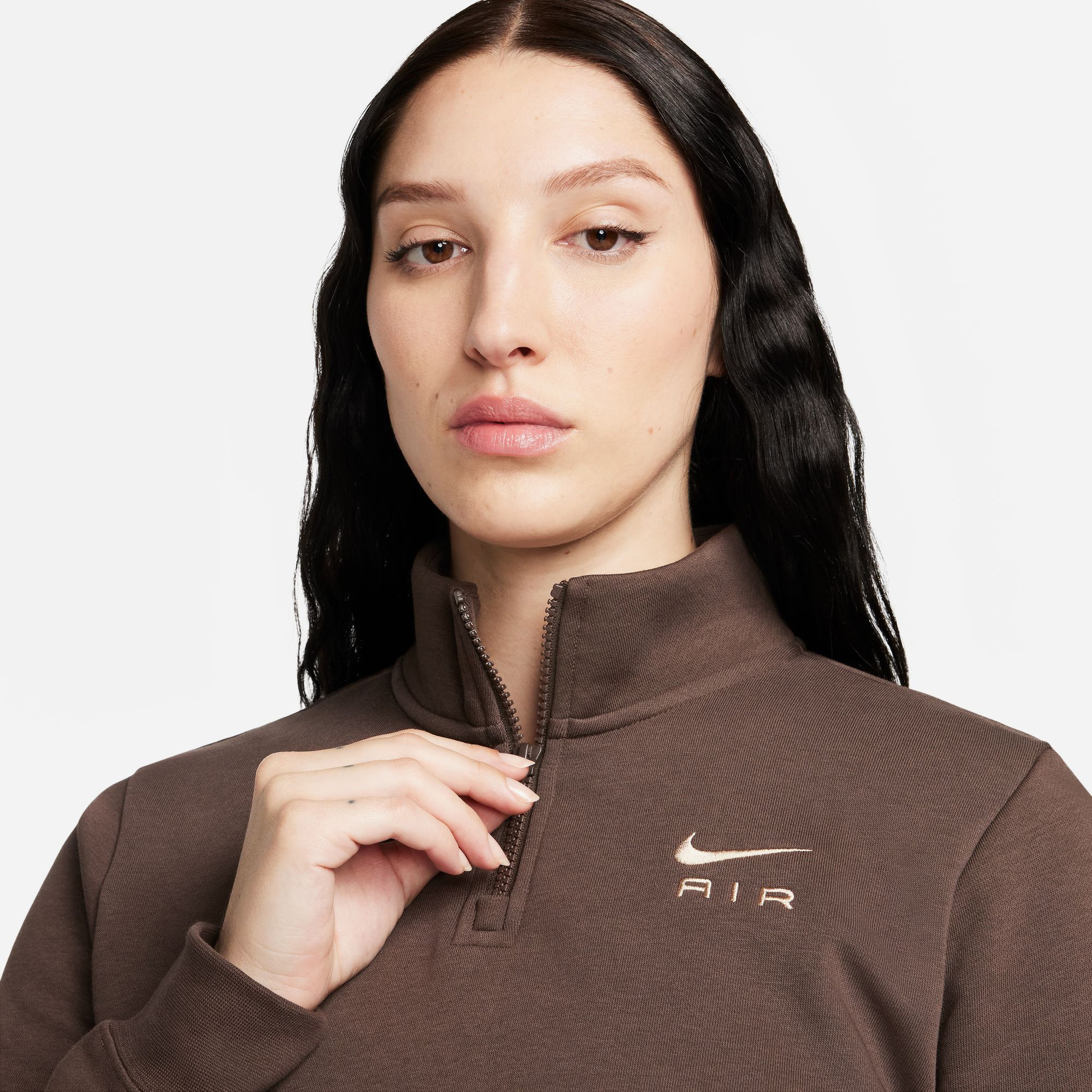 Nike Sportswear Air Fleece Top Kadın Kahverengi Uzun Kollu T-Shirt