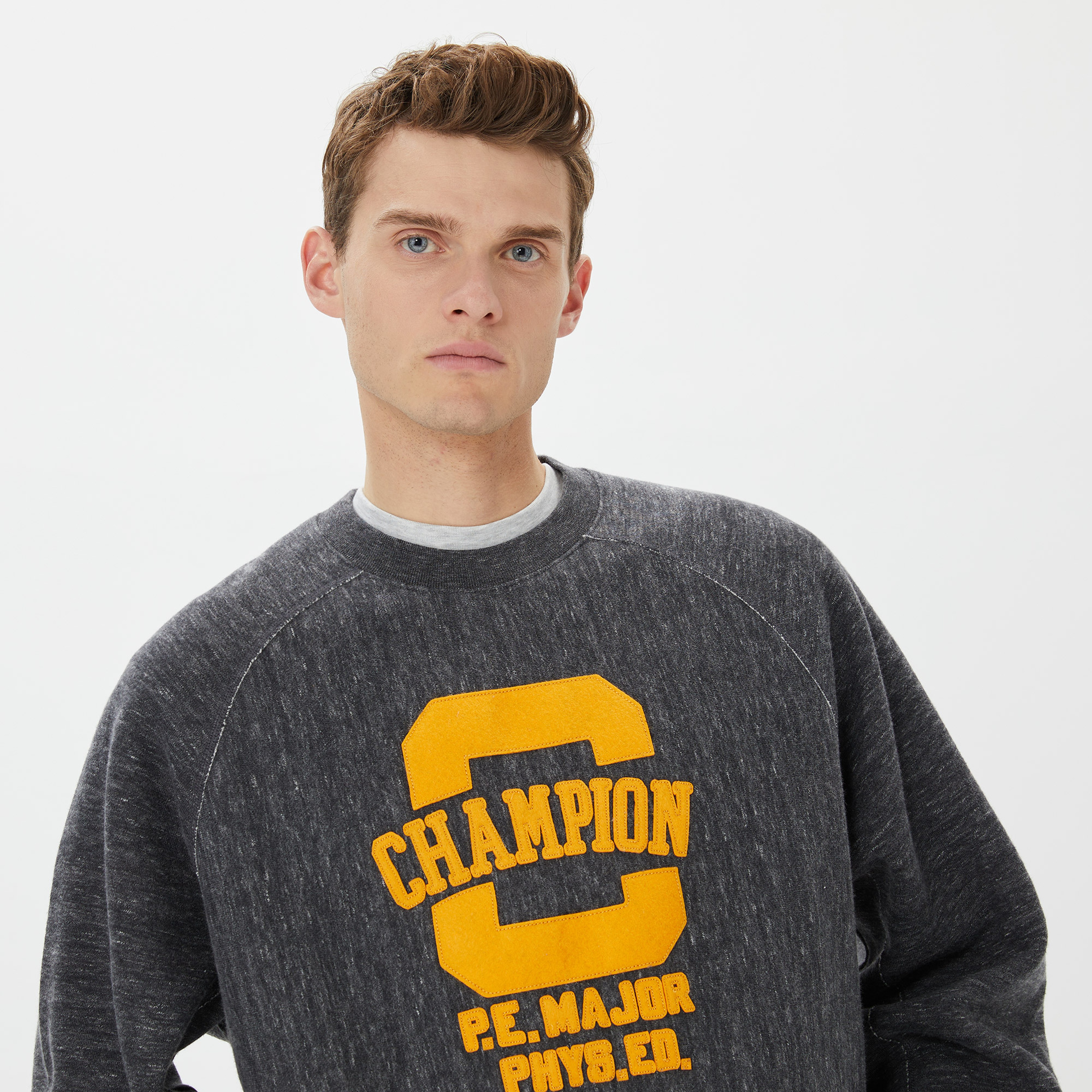 Champion Crewneck Erkek Gri Sweatshirt
