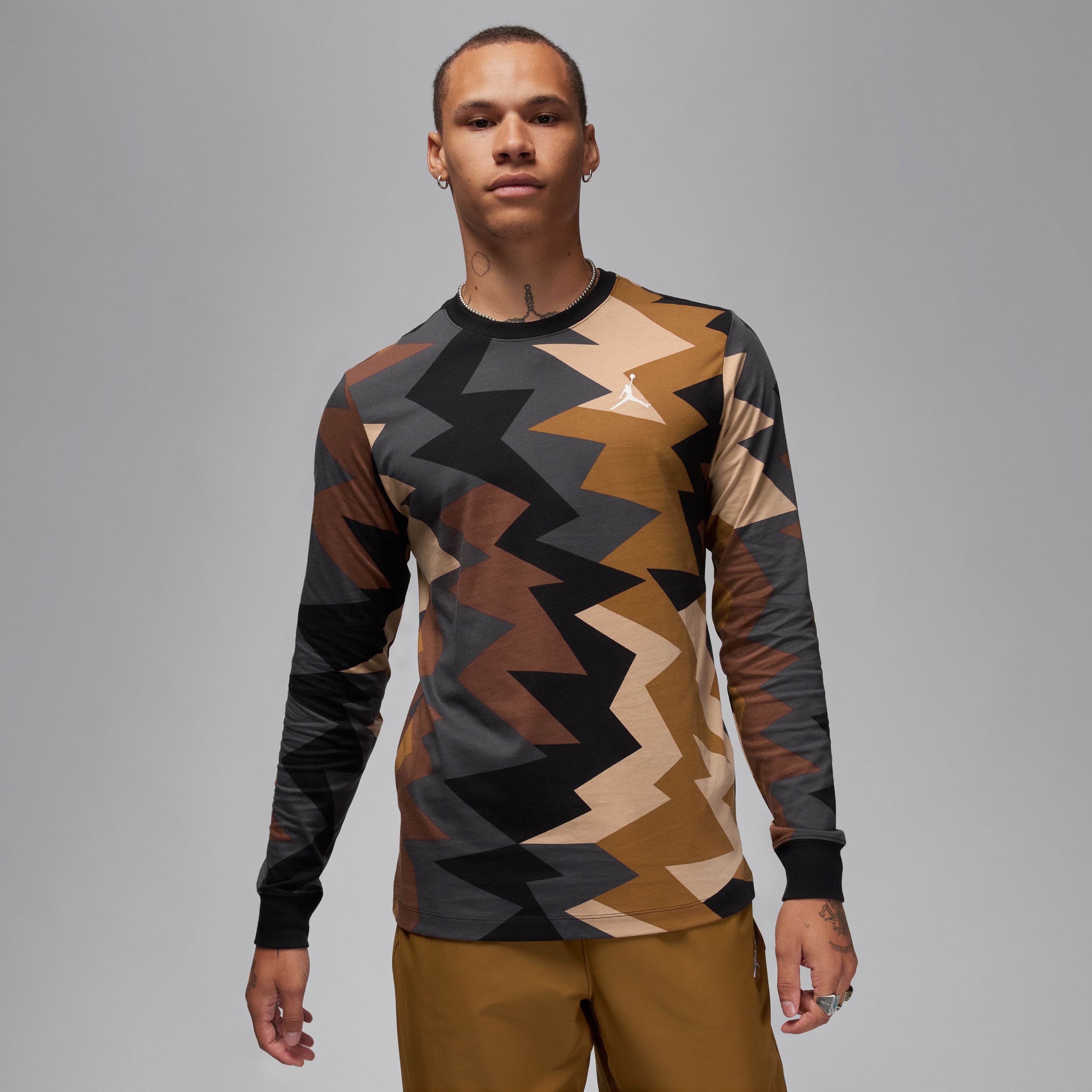 Jordan Flt Mvp Ls Gx Crew Erkek Kahverengi Sweatshirt