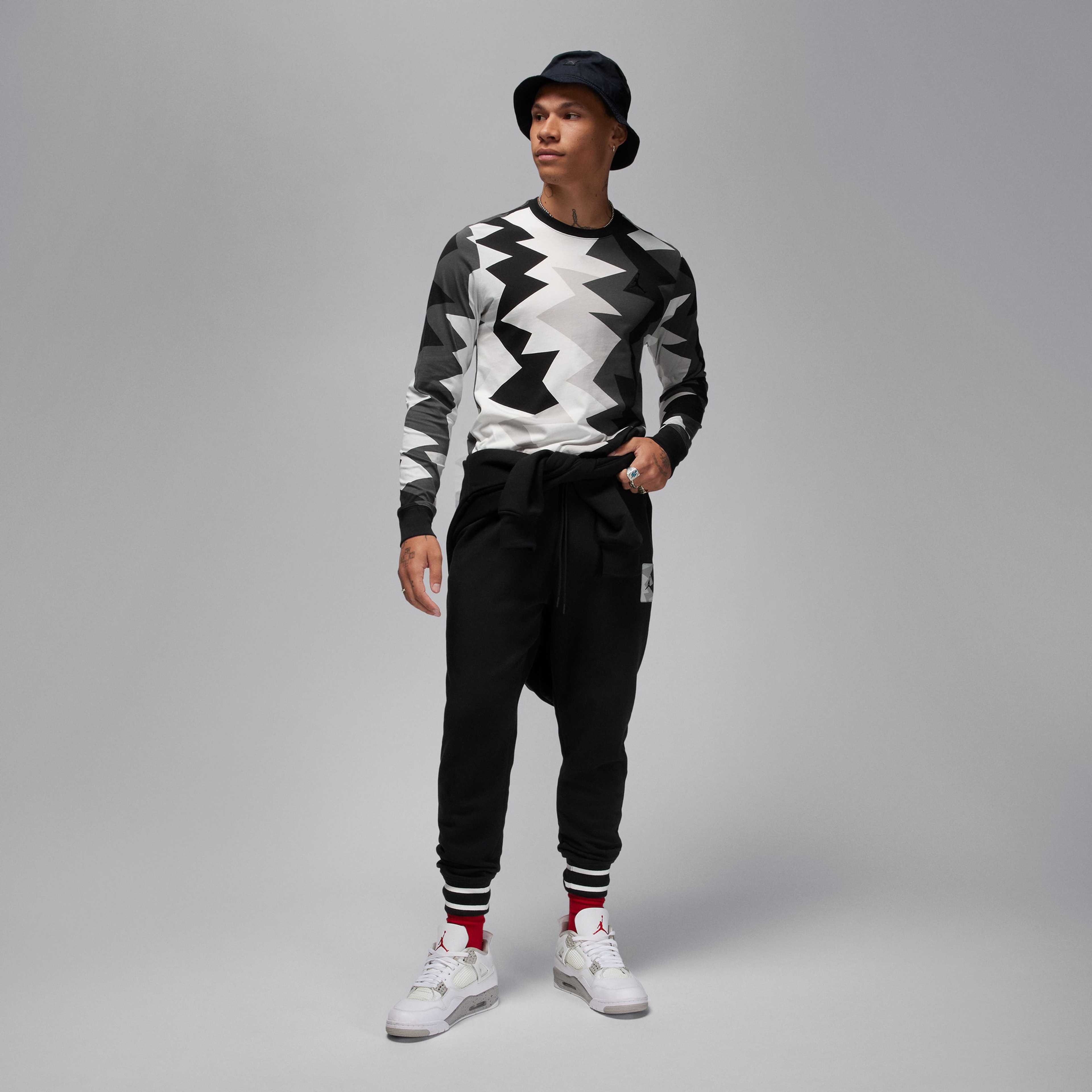 Jordan Flt Mvp Ls Gx Crew Erkek Beyaz Sweatshirt