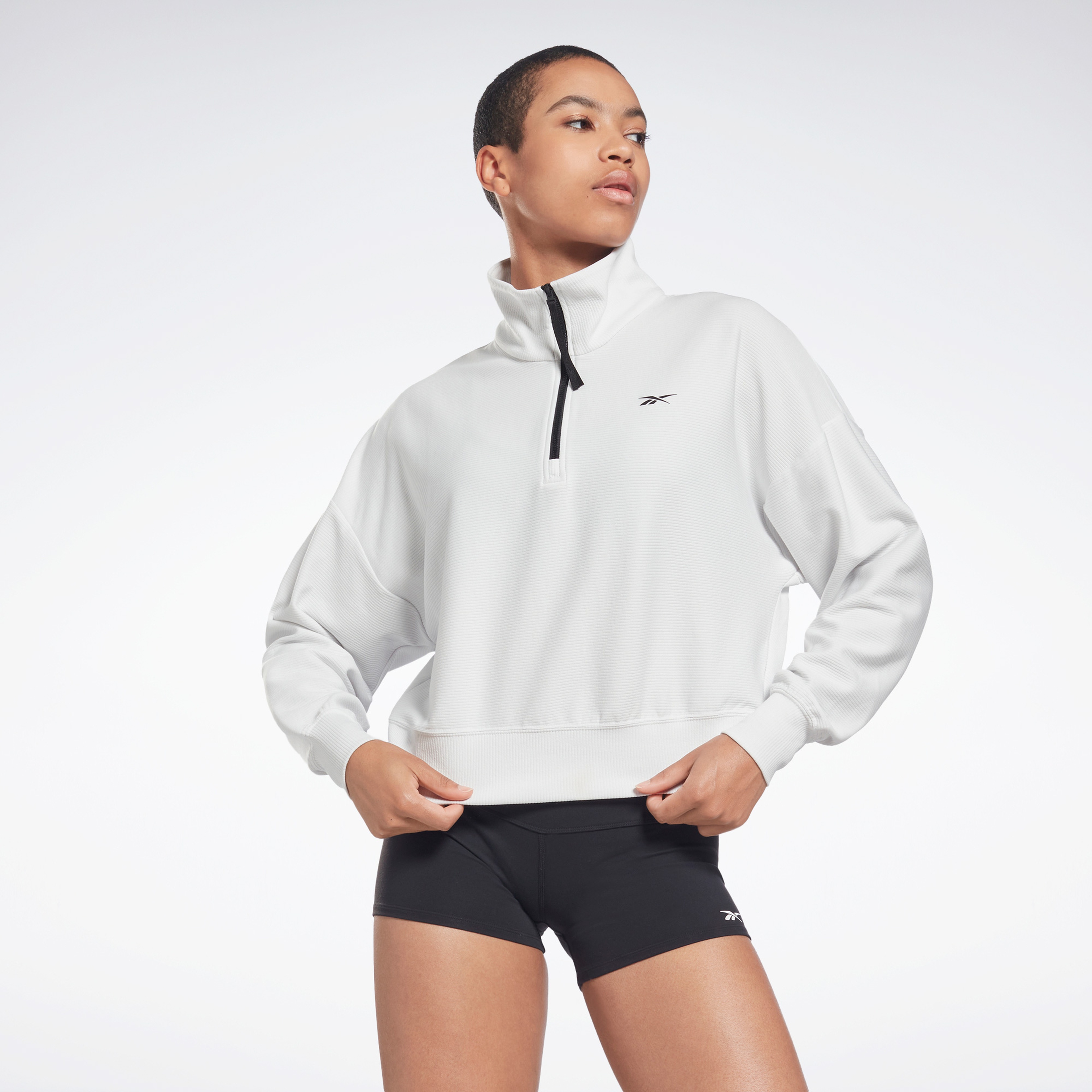 Reebok Quarter Zip Kadın Beyaz Sweatshirt