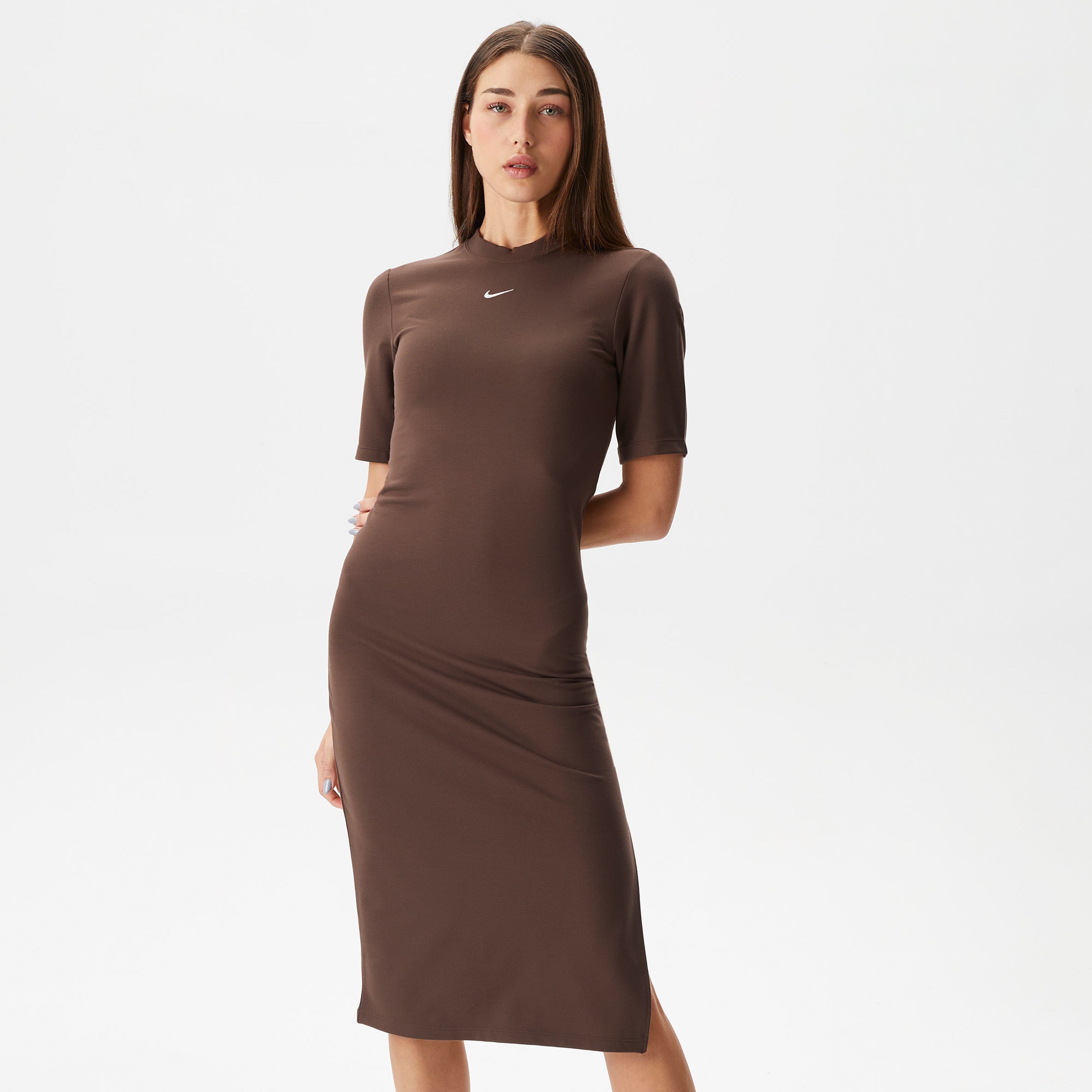 Nike Sportswear Chill Knit Sportswear Kadın Kahverengi Elbise