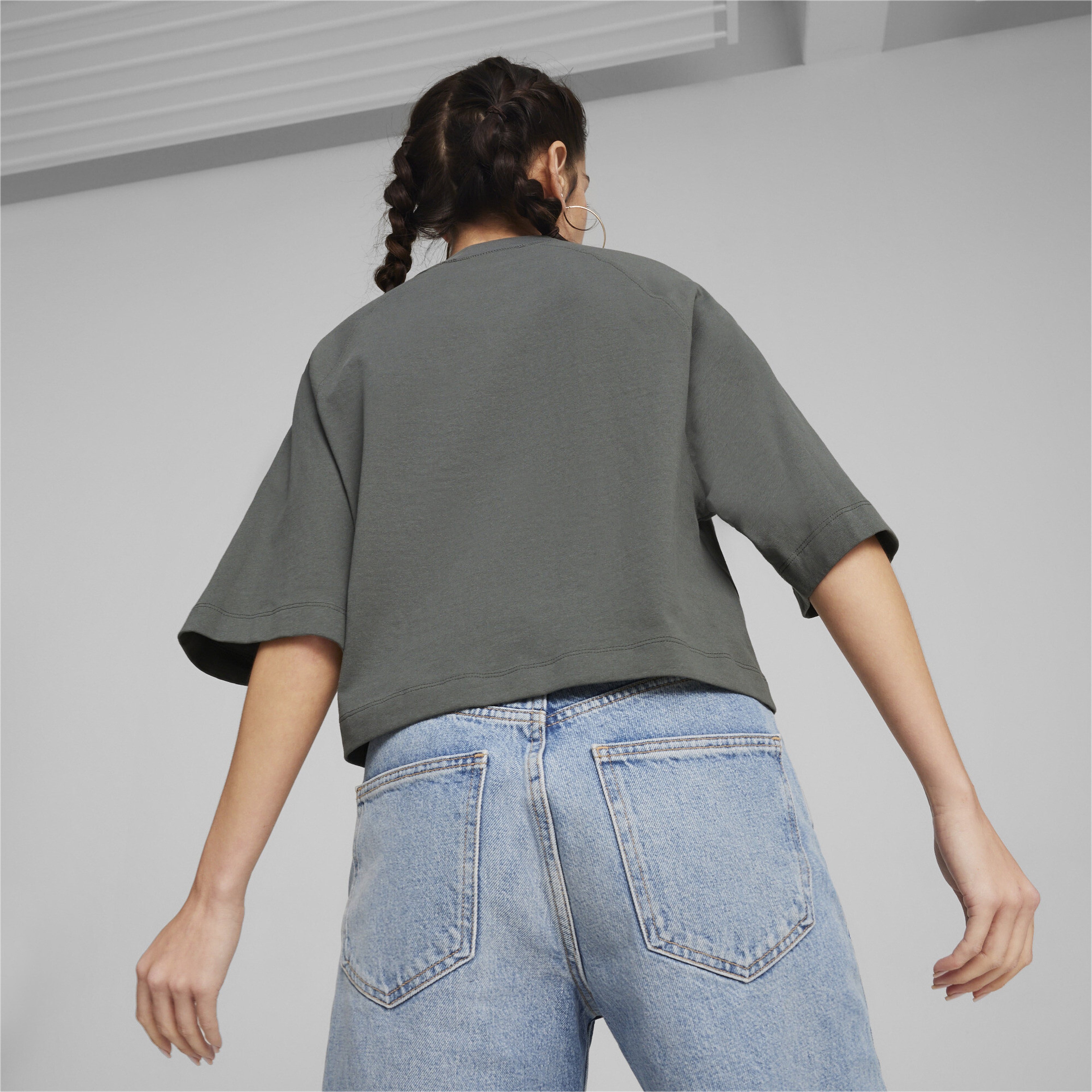 Puma Classics+ Oversized Kadın Gri T-Shirt