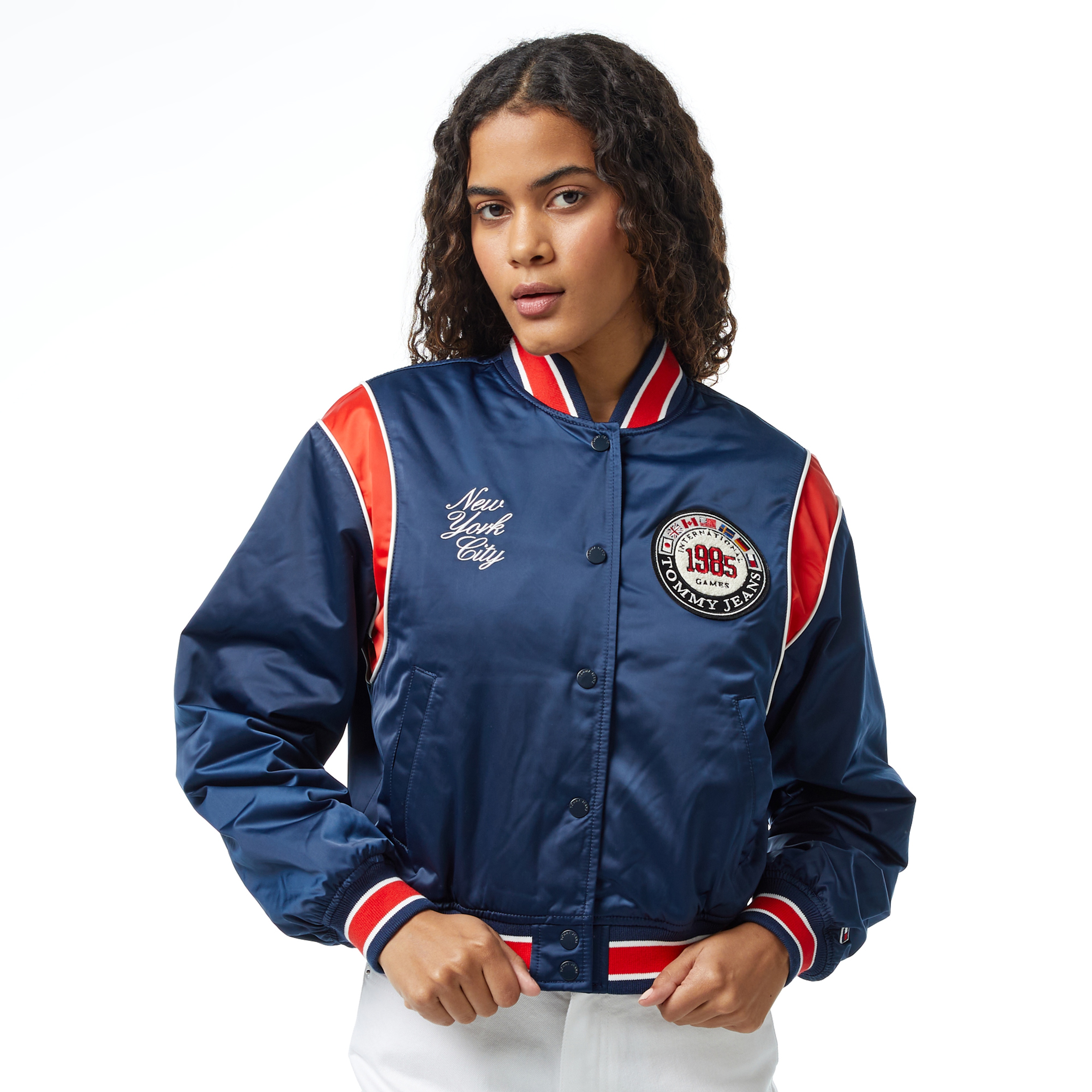 Tommy Jeans Archive Games Satin Bomber Kadın Mavi Mont