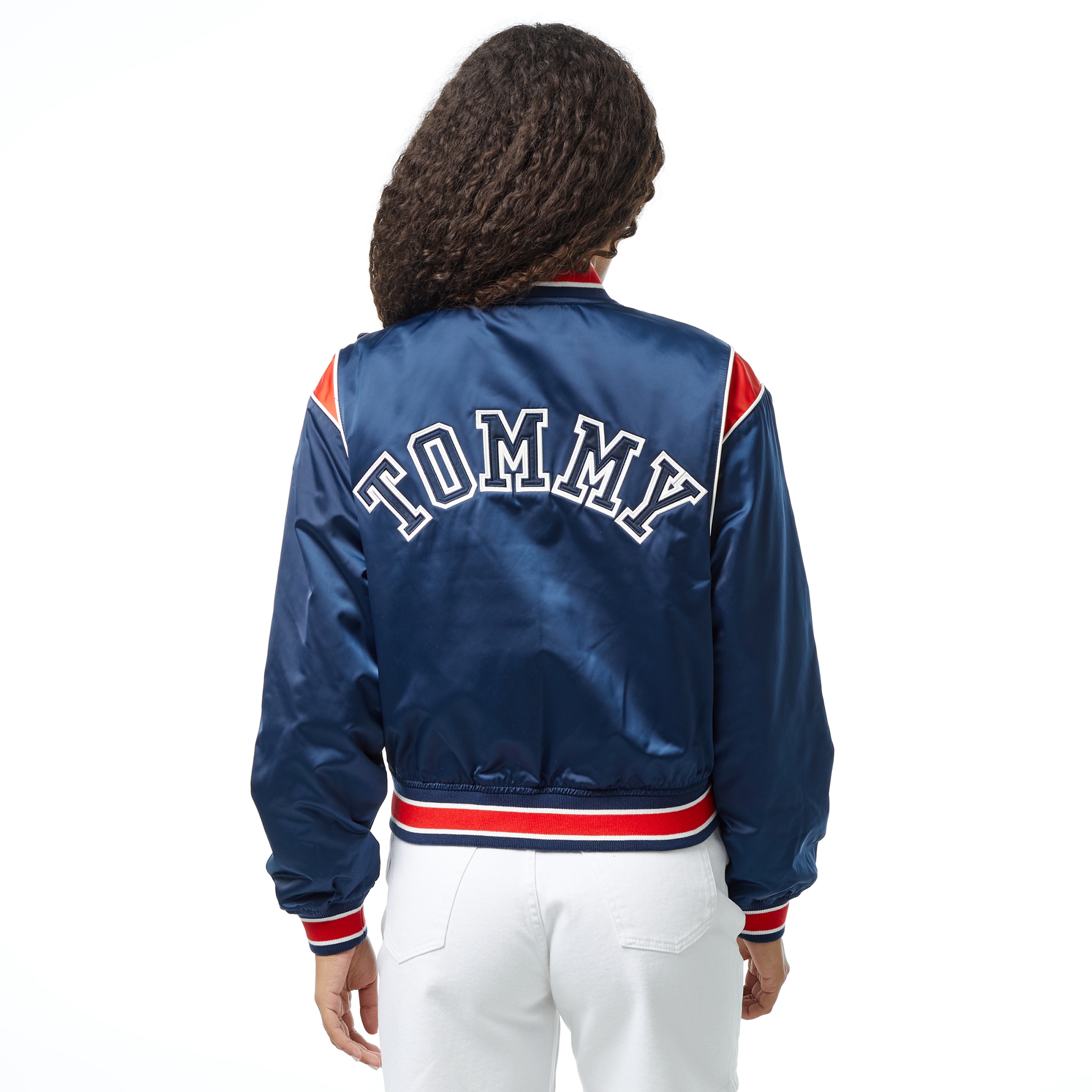 Tommy Jeans Archive Games Satin Bomber Kadın Mavi Mont