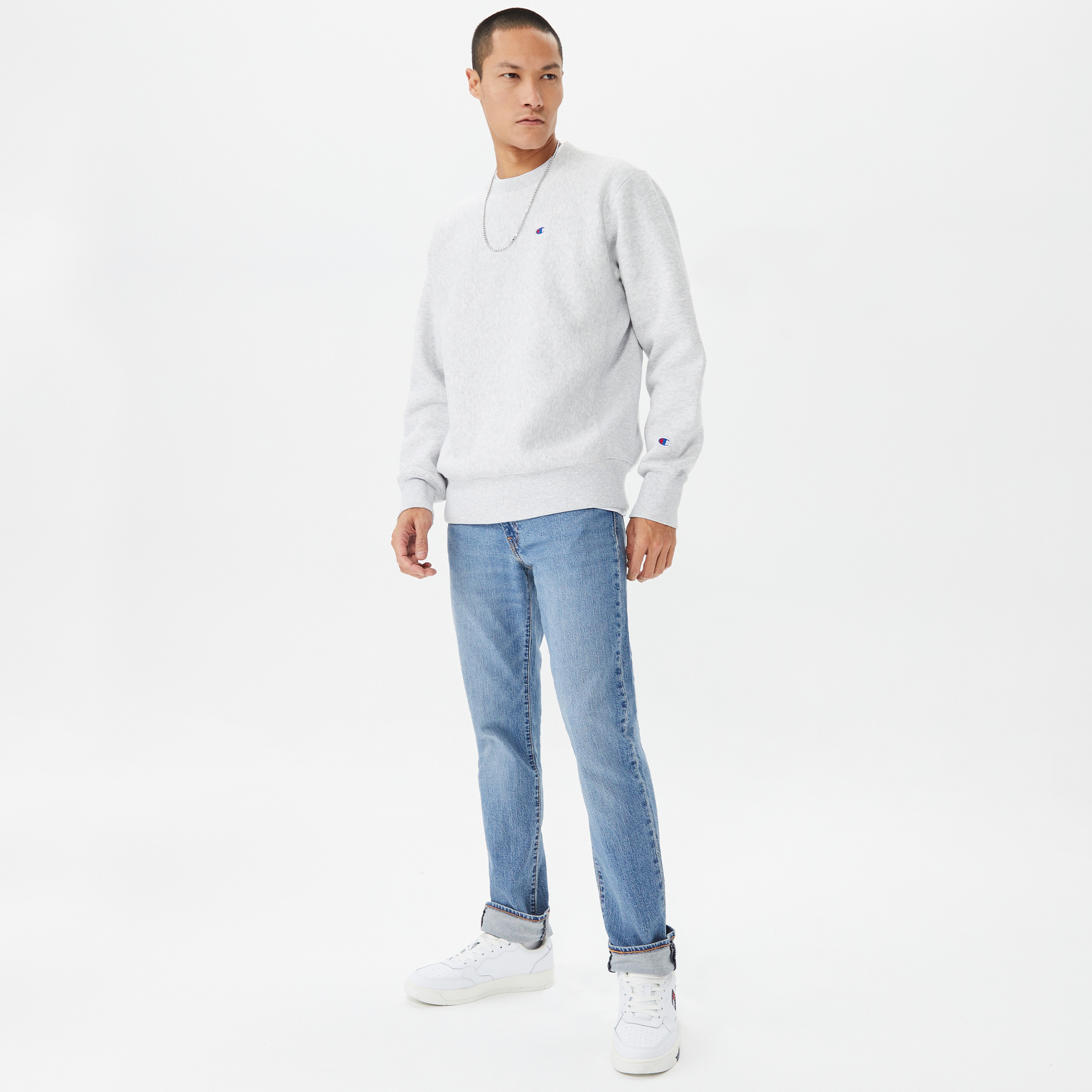 Champion Crewneck Erkek Gri Sweatshirt