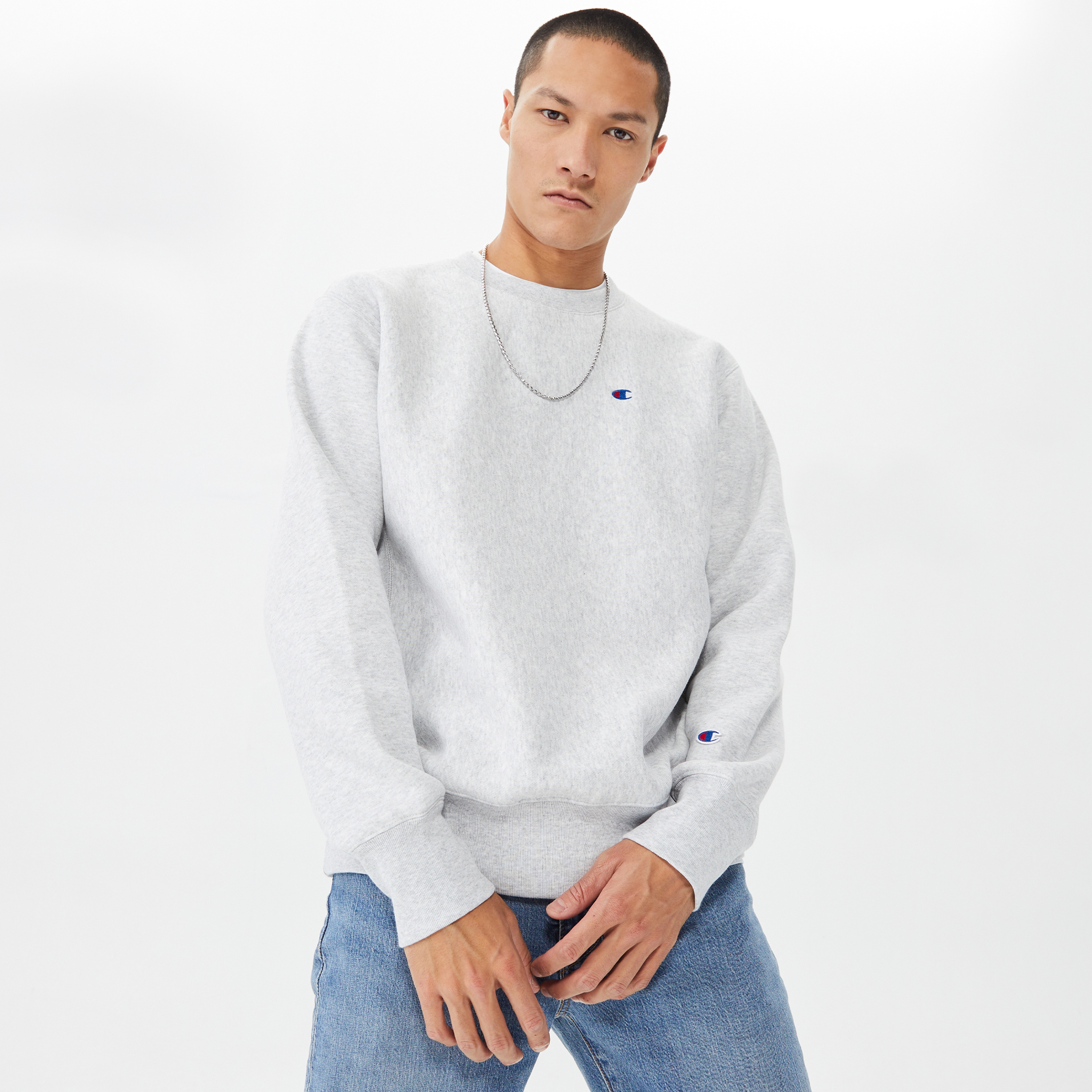 Champion Crewneck Erkek Gri Sweatshirt