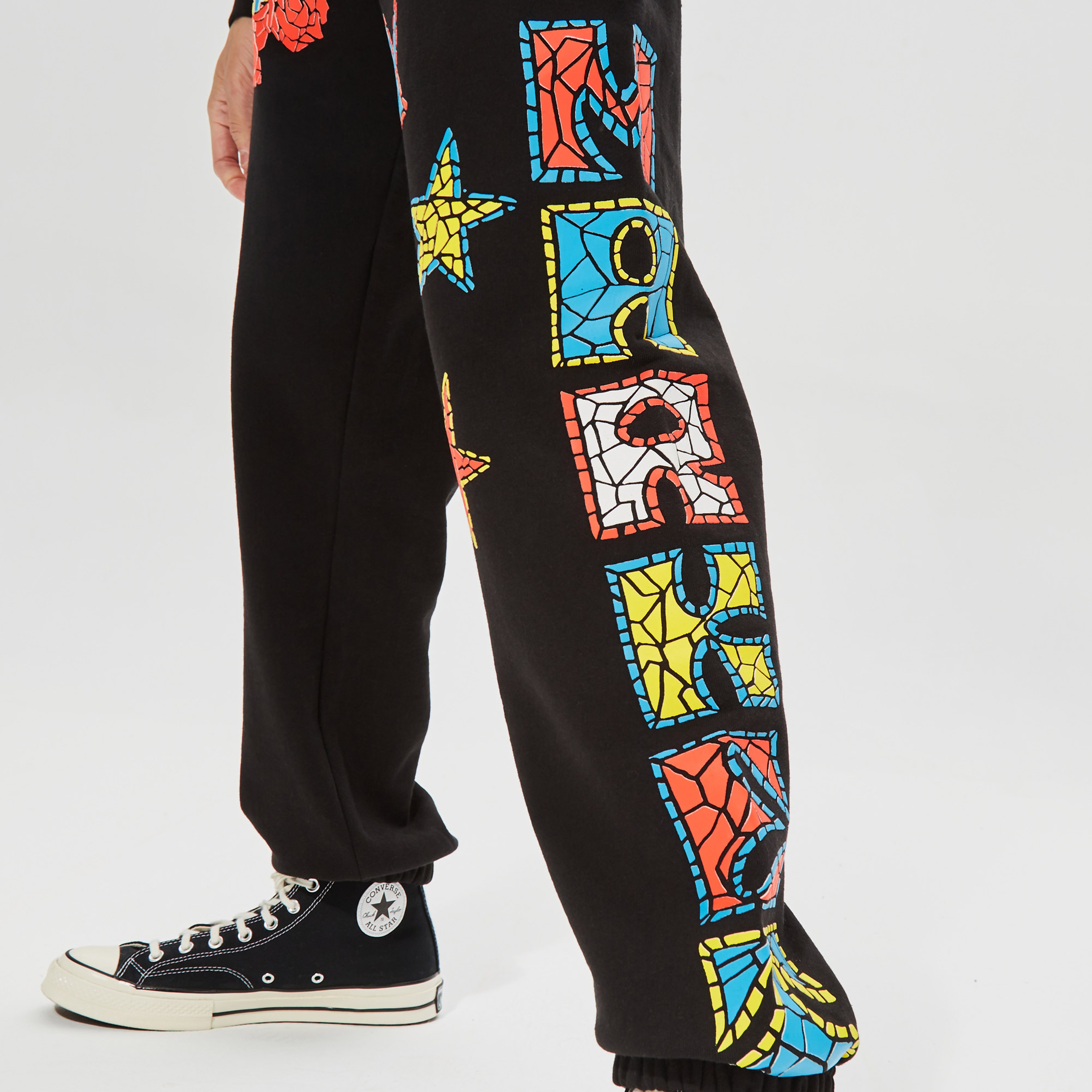 Market Smiley Mosaic Erkek Siyah Eşofman Altı