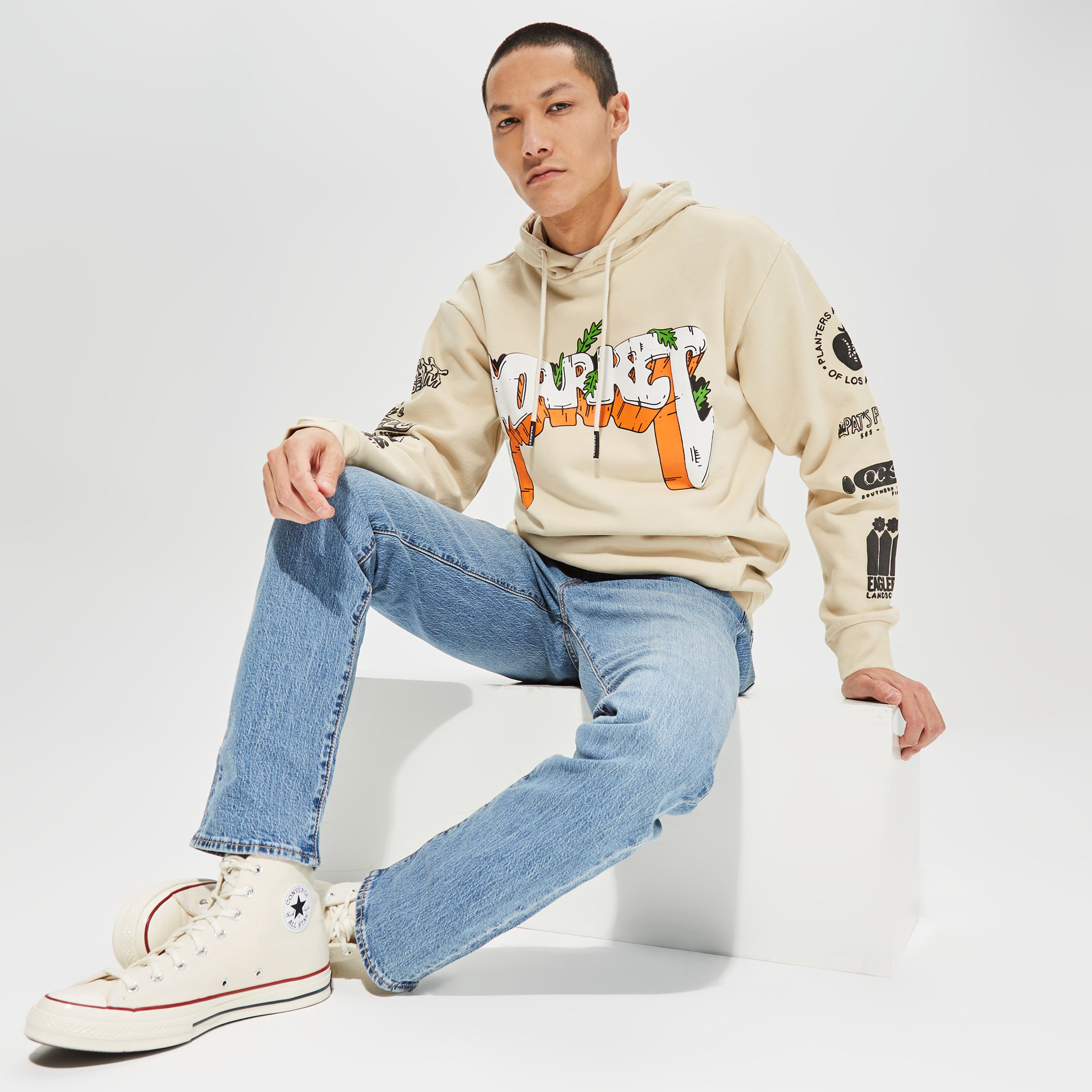 Market Growclub Erkek Krem Hoodie