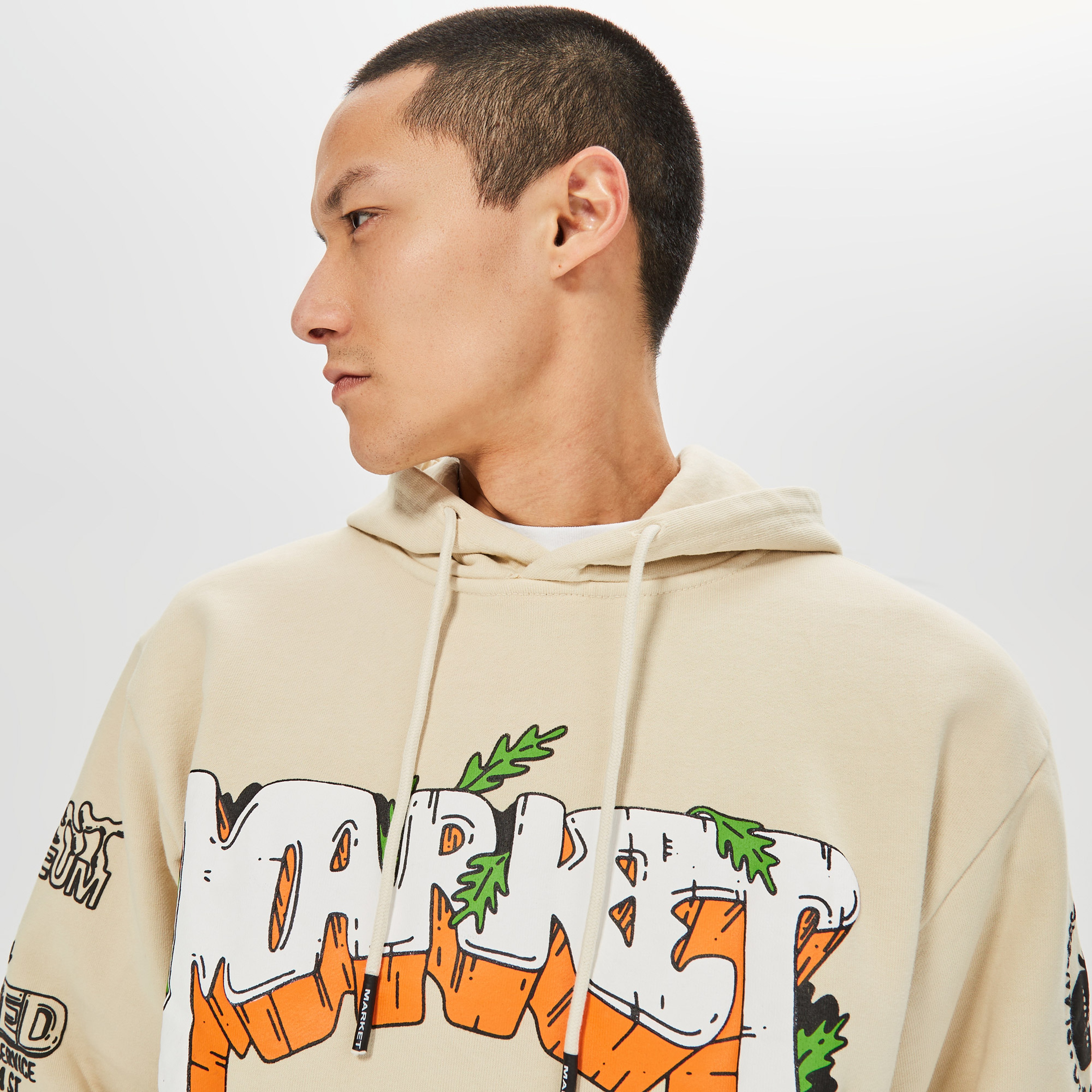 Market Growclub Erkek Krem Hoodie