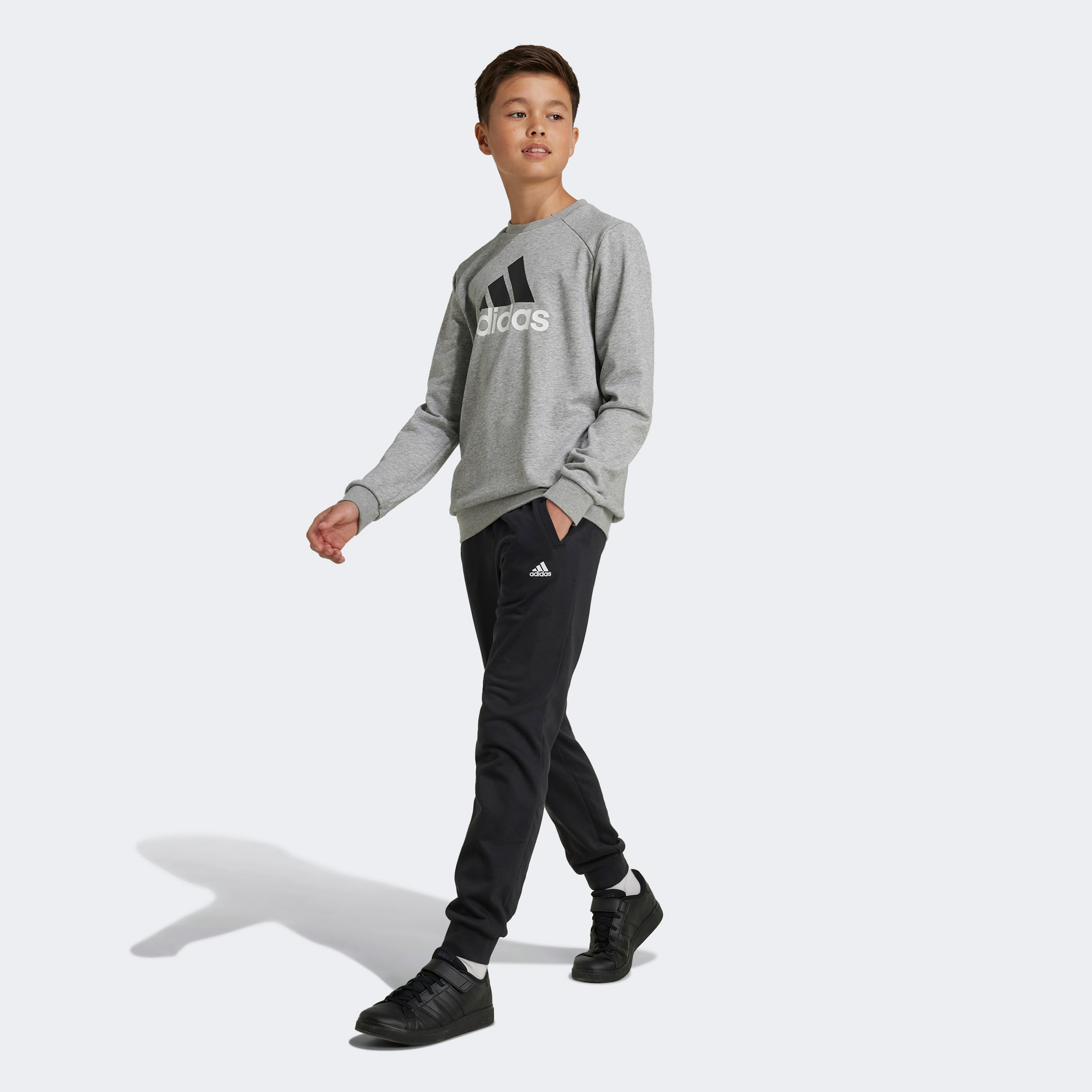 adidas Essentials Big Logo French Terry Çocuk Gri Eşofman Takımı