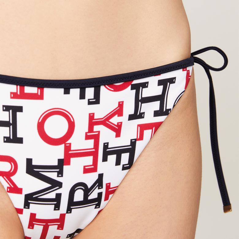 Tommy Hilfiger Cheekying Side Tie Print Kadın Beyaz Bikini Altı