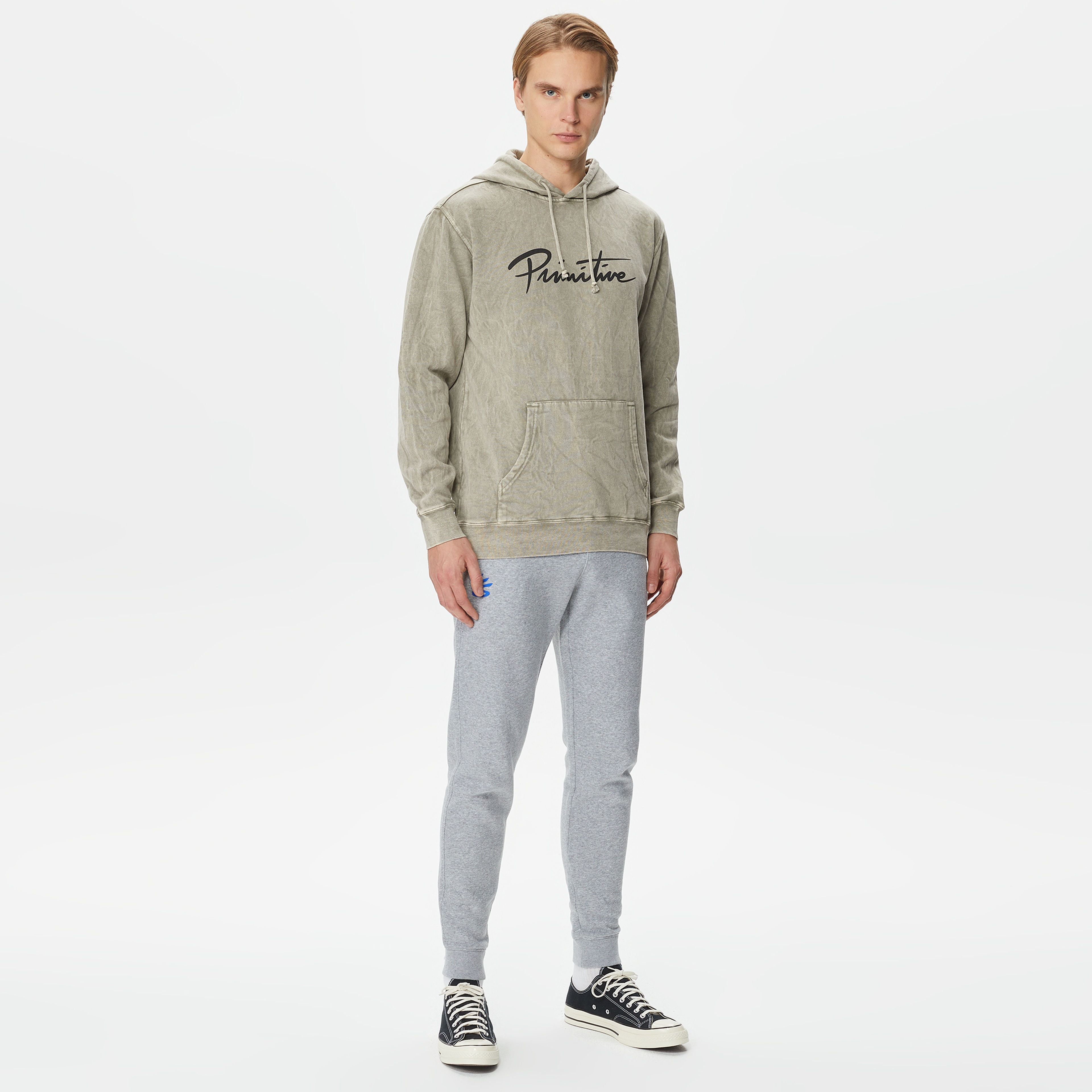 Primitive Nuevo Acid Washed Erkek Bej Hoodie