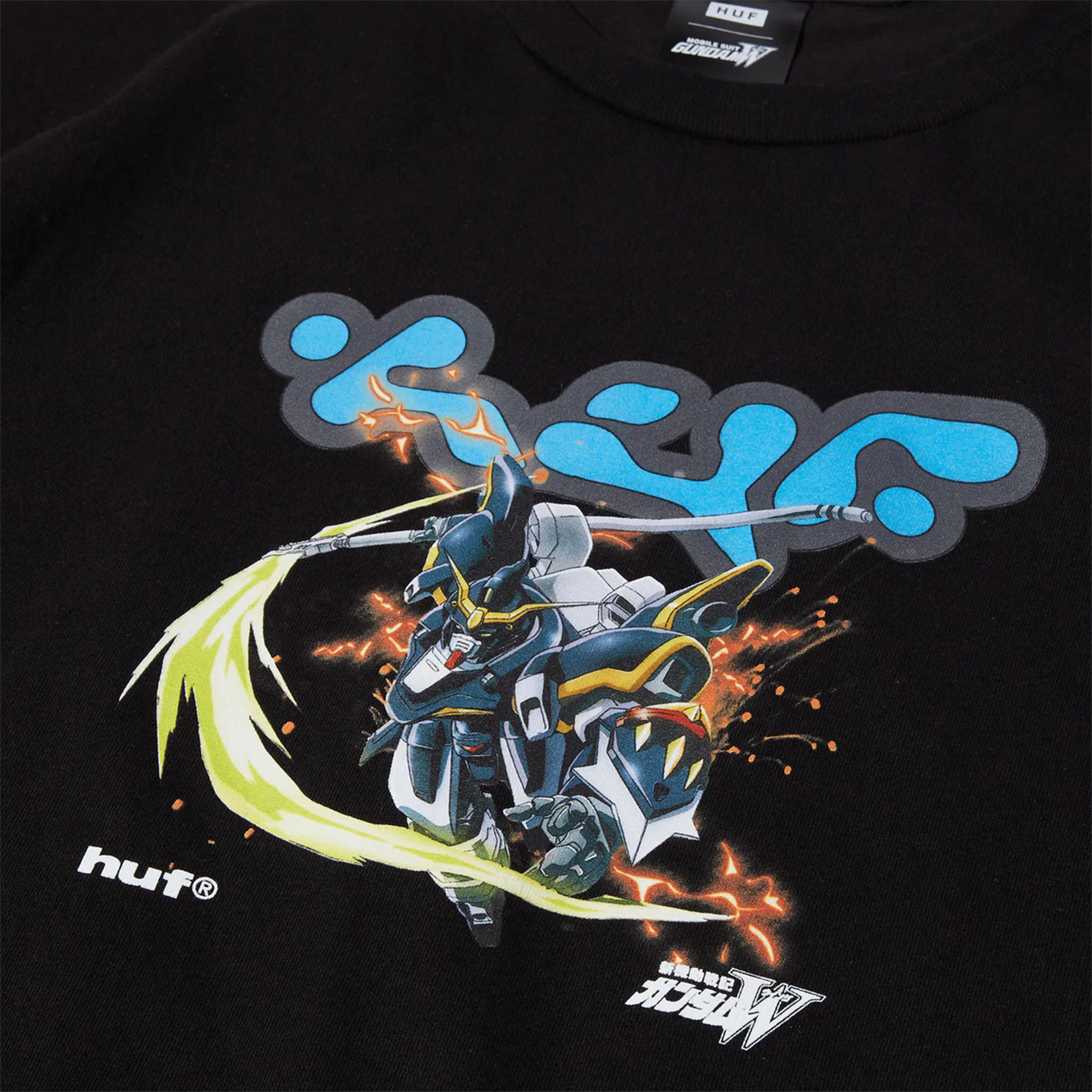 HUF x Gundam Deathscythe Erkek Siyah T-Shirt