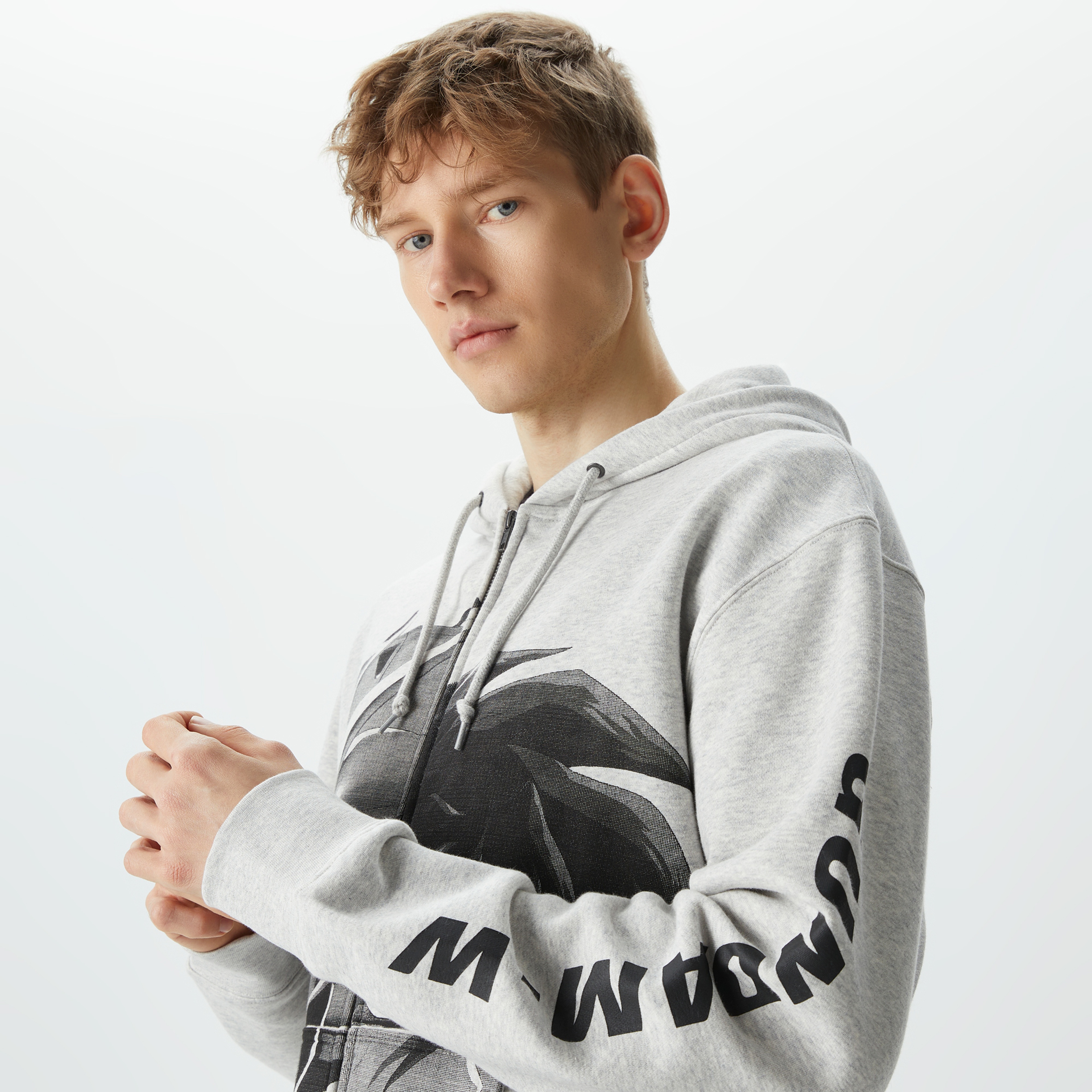 HUF x Gundam Endless Waltz Split Erkek Gri Hoodie