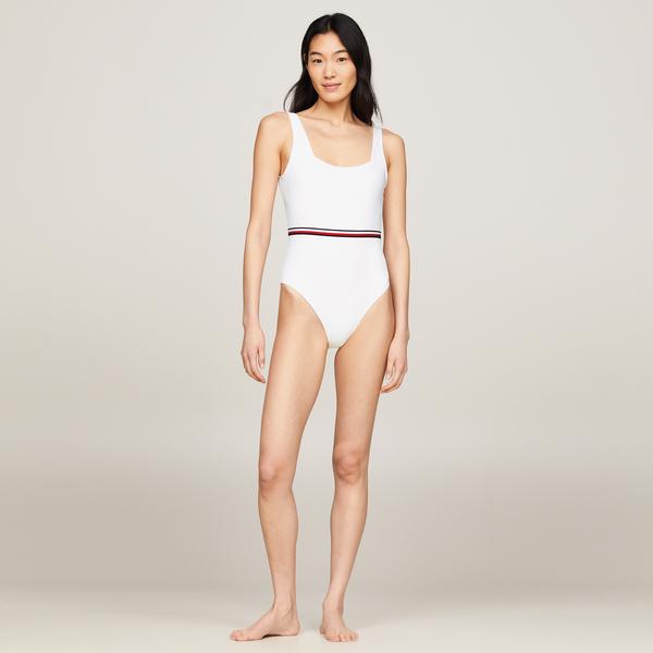 Tommy Hilfiger Square Neck Kadın Beyaz Mayo