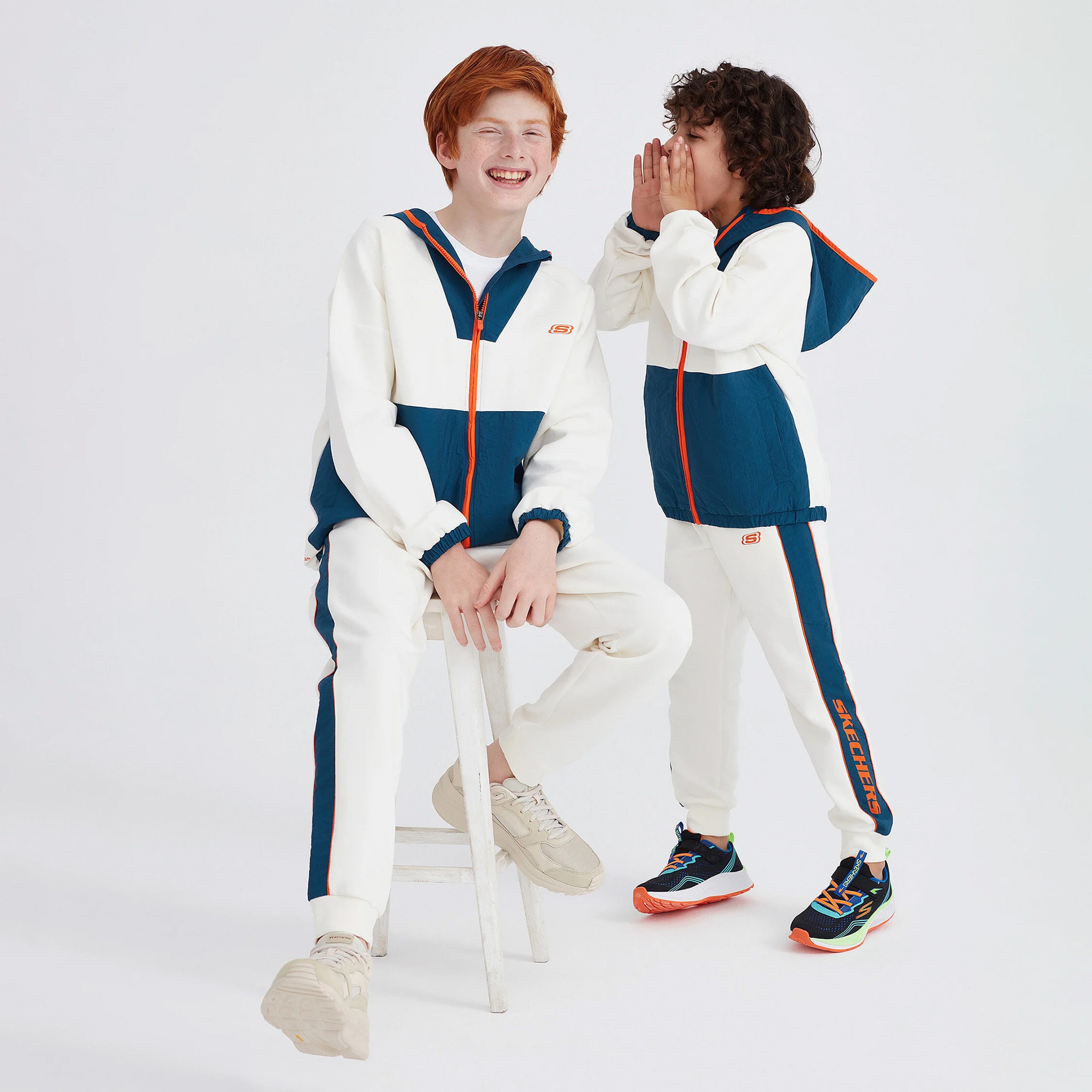 Skechers Lock Half Zip Çocuk Beyaz Eşofman Üstü