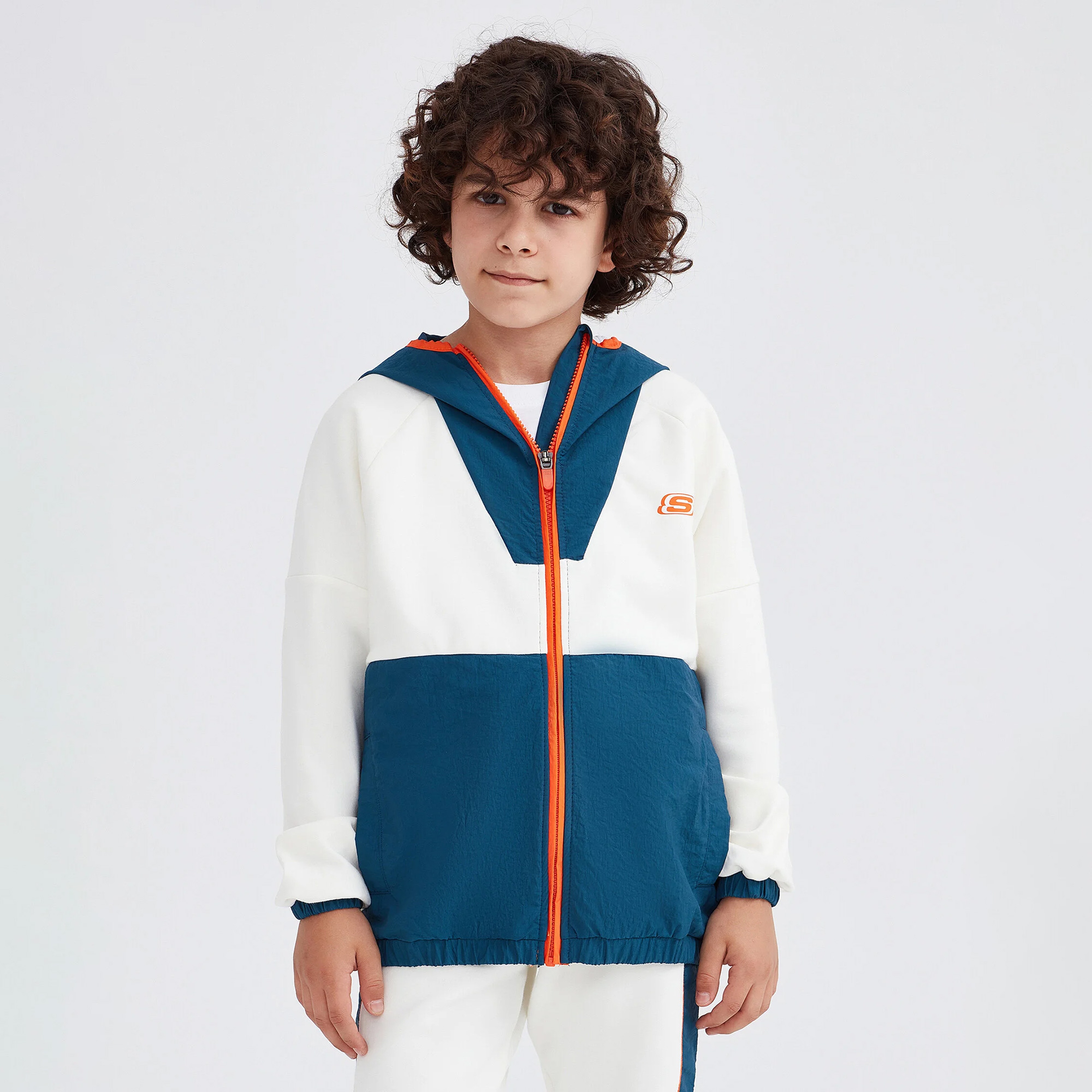 Skechers Lock Half Zip Çocuk Beyaz Eşofman Üstü