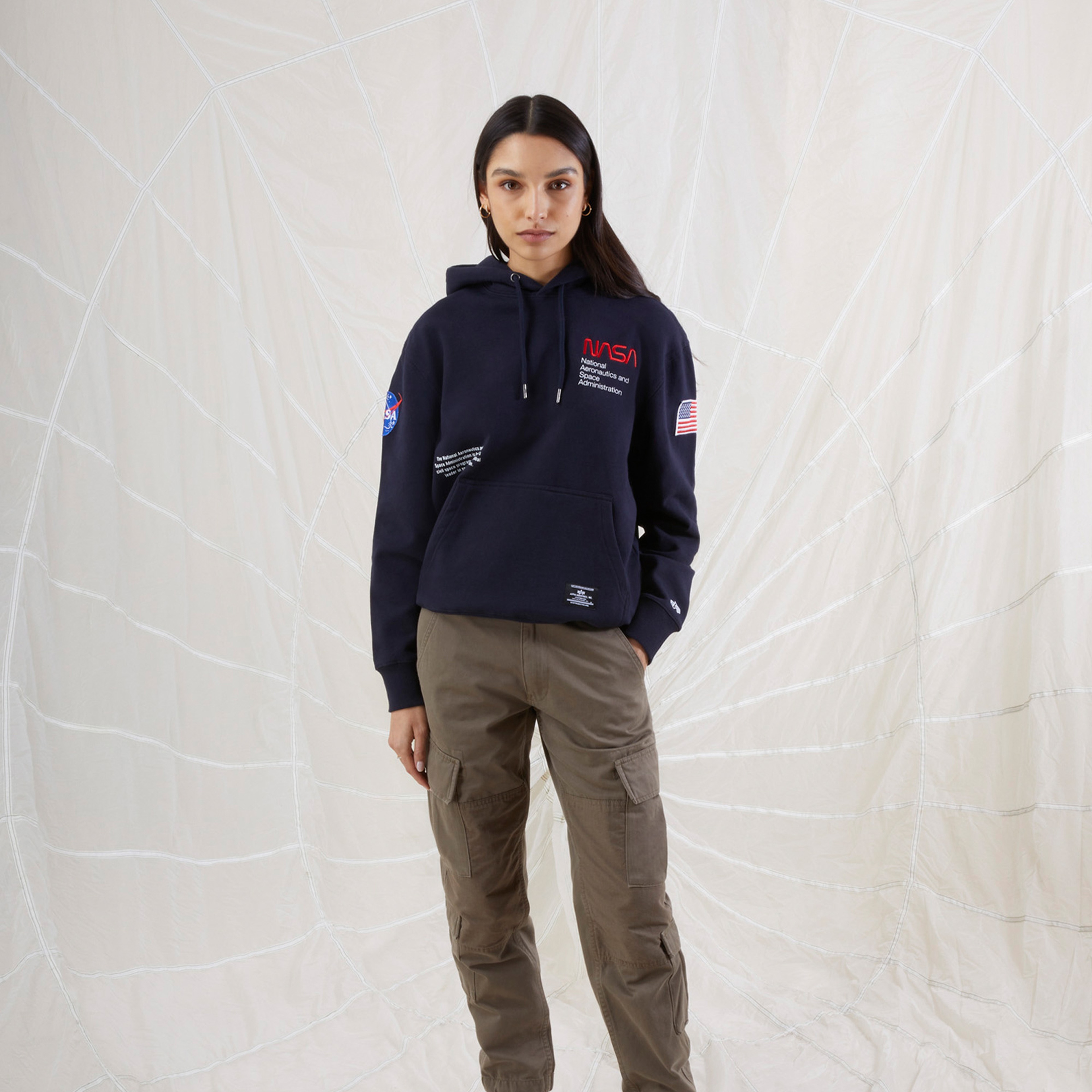 Alpha Industries Nasa Erkek Lacivert Hoodie