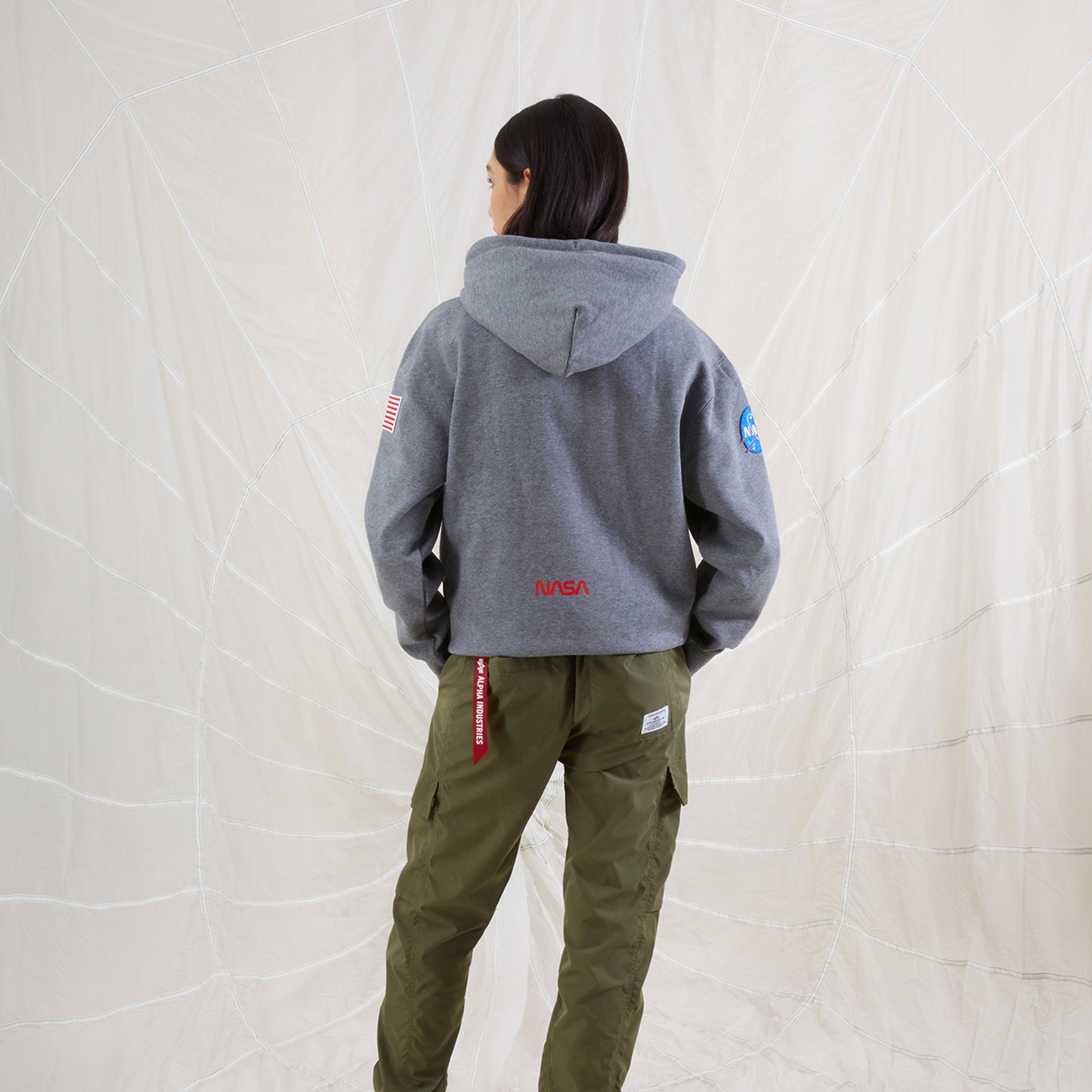 Alpha Industries Nasa Erkek Gri Hoodie