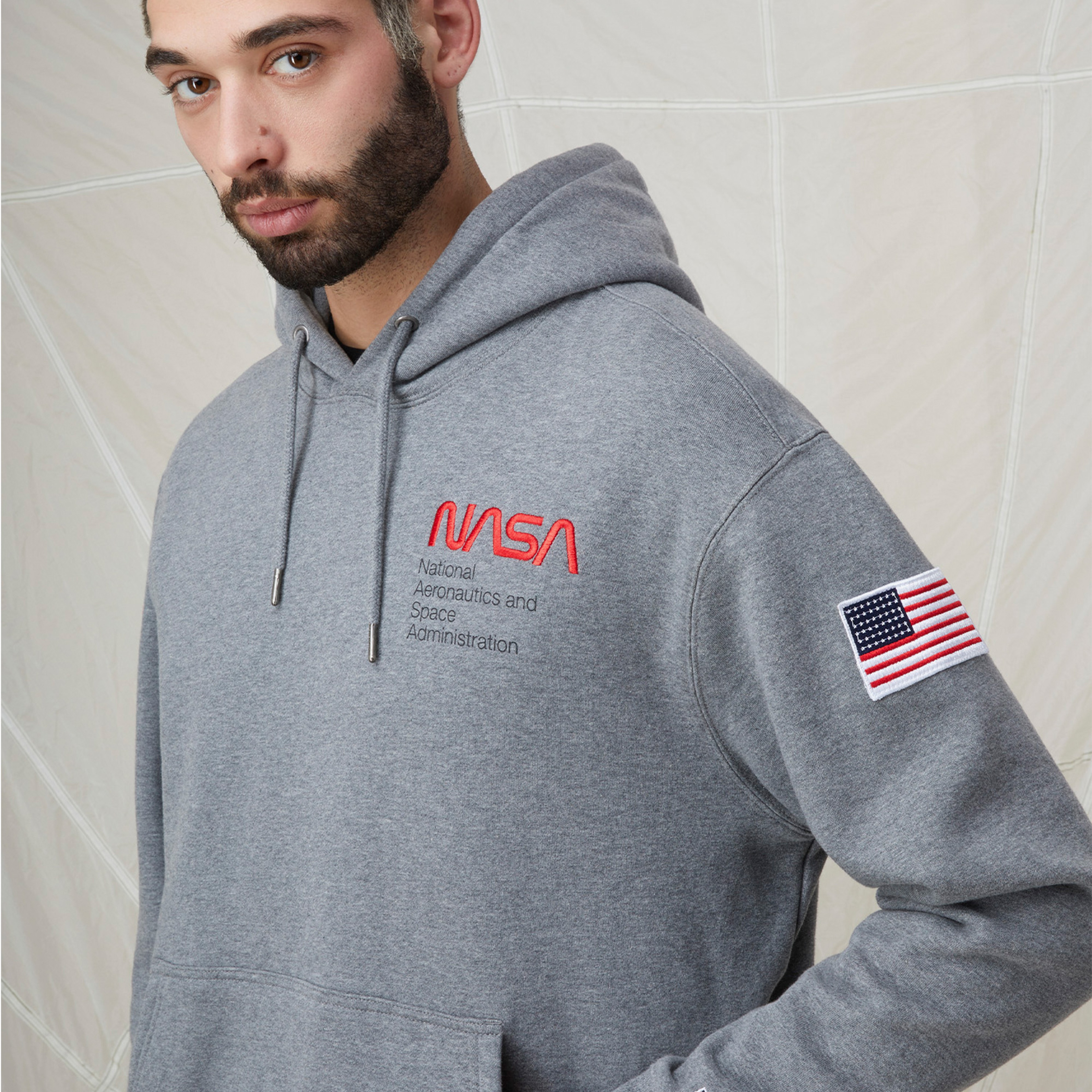 Alpha Industries Nasa Erkek Gri Hoodie