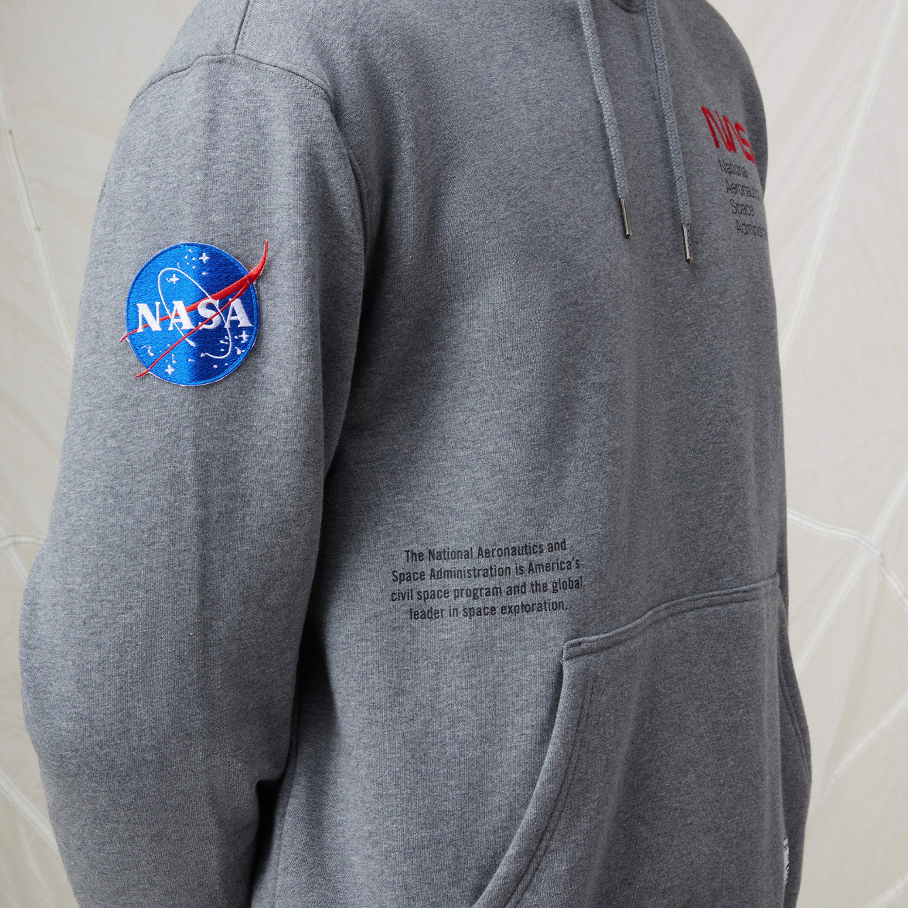 Alpha Industries Nasa Erkek Gri Hoodie