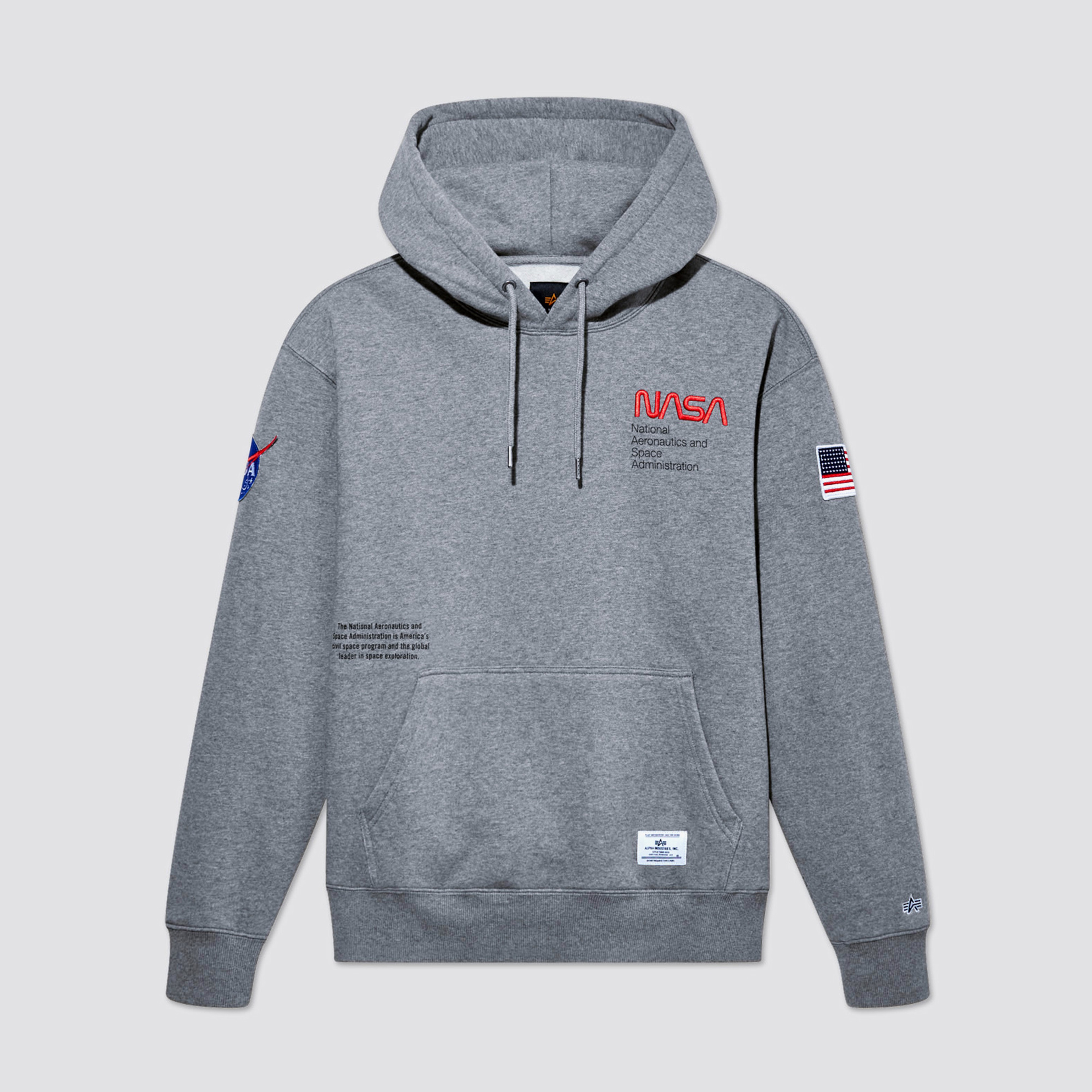 Alpha Industries Nasa Erkek Gri Hoodie