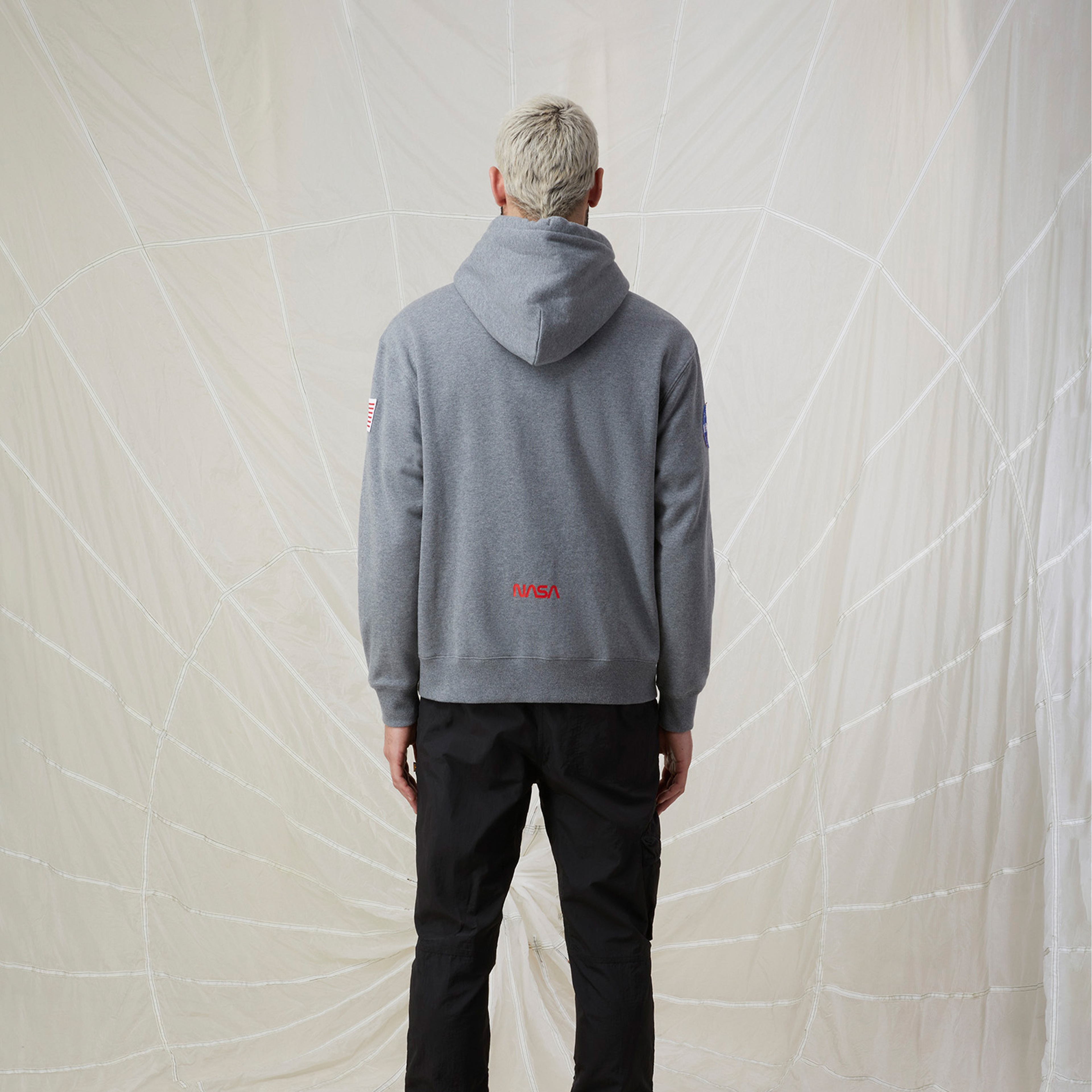 Alpha Industries Nasa Erkek Gri Hoodie