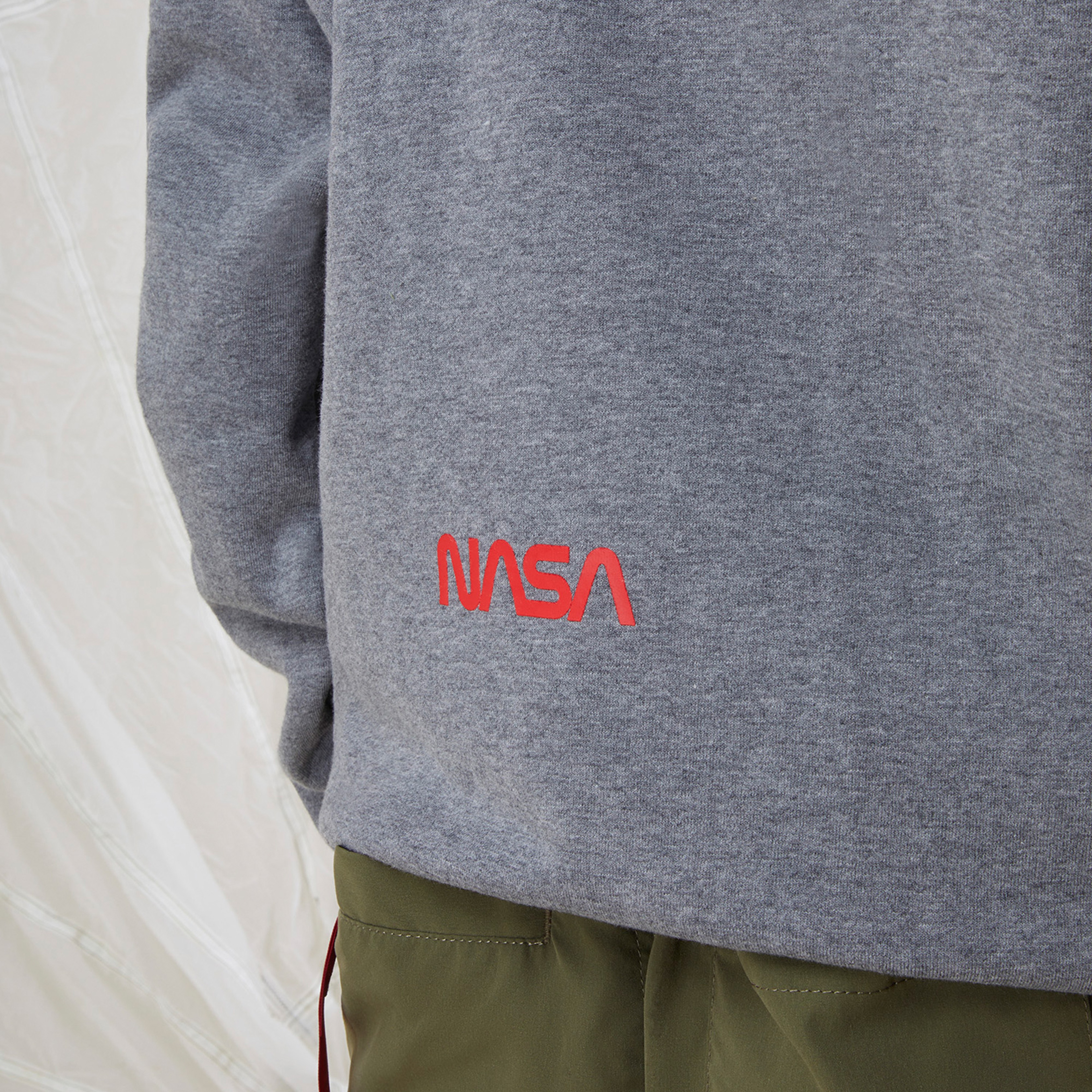 Alpha Industries Nasa Erkek Gri Hoodie