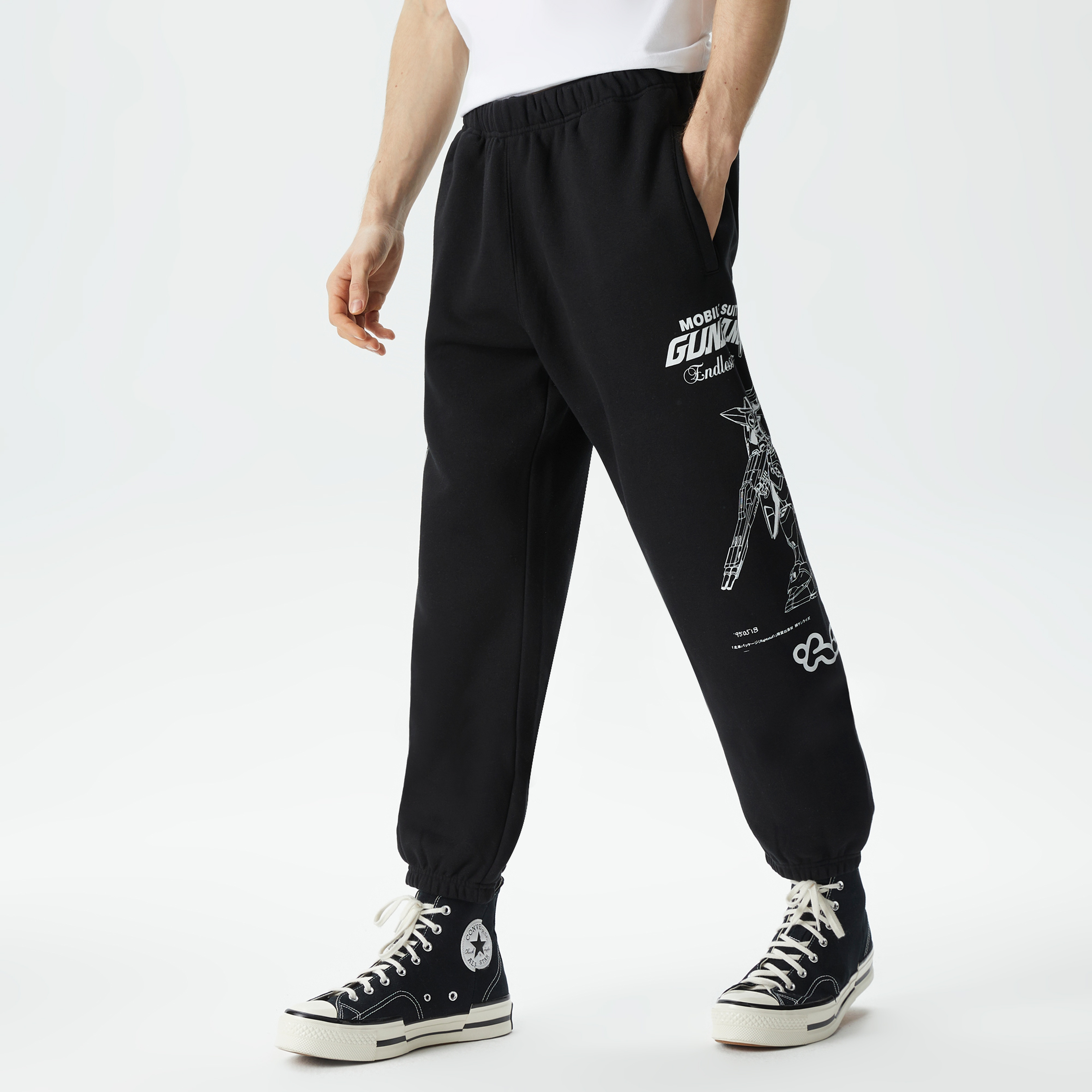 HUF Gundam Wing Fleece Erkek Siyah Pantolon