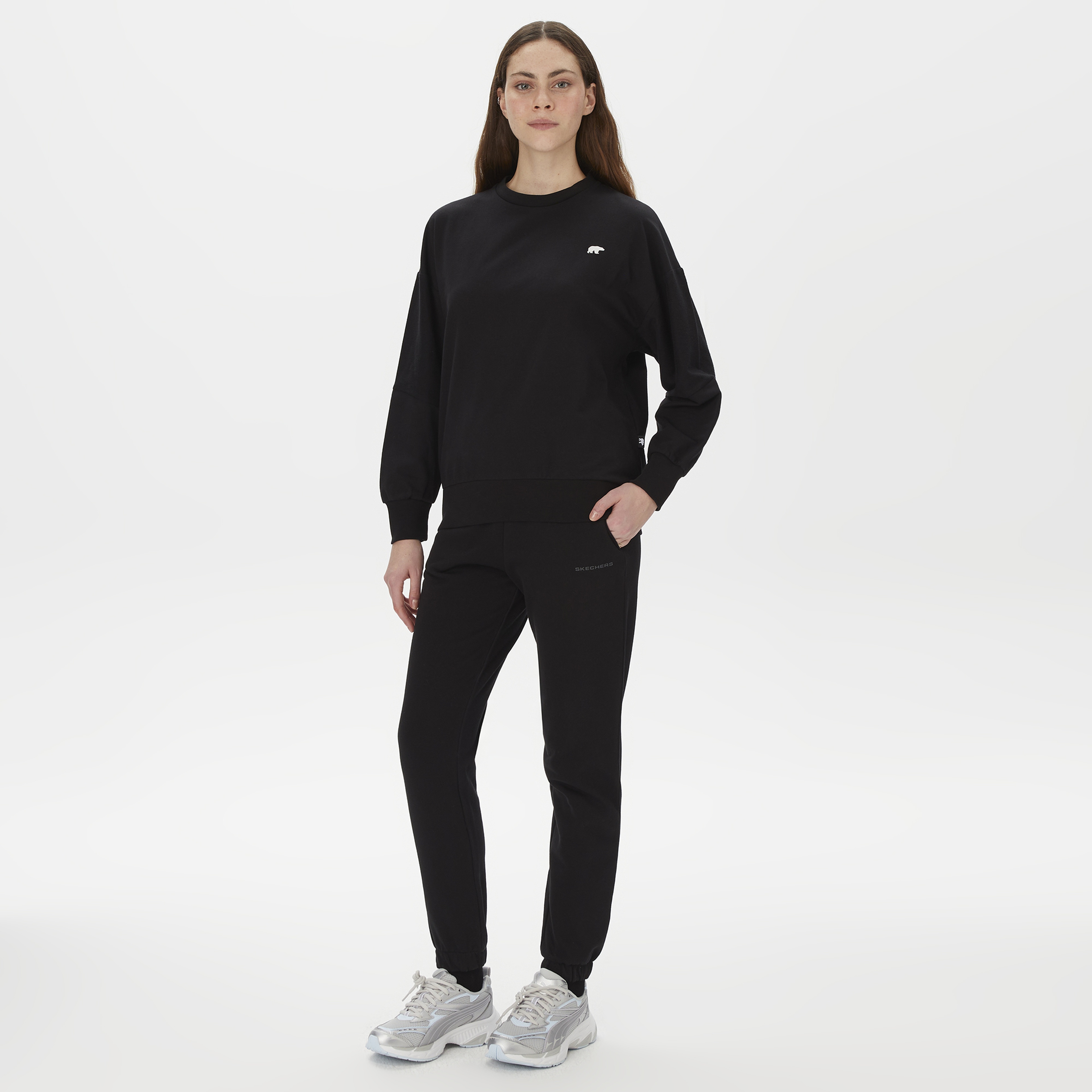 Skechers New Basics Basics Elastic Cuff Kadın Siyah Eşofman Altı