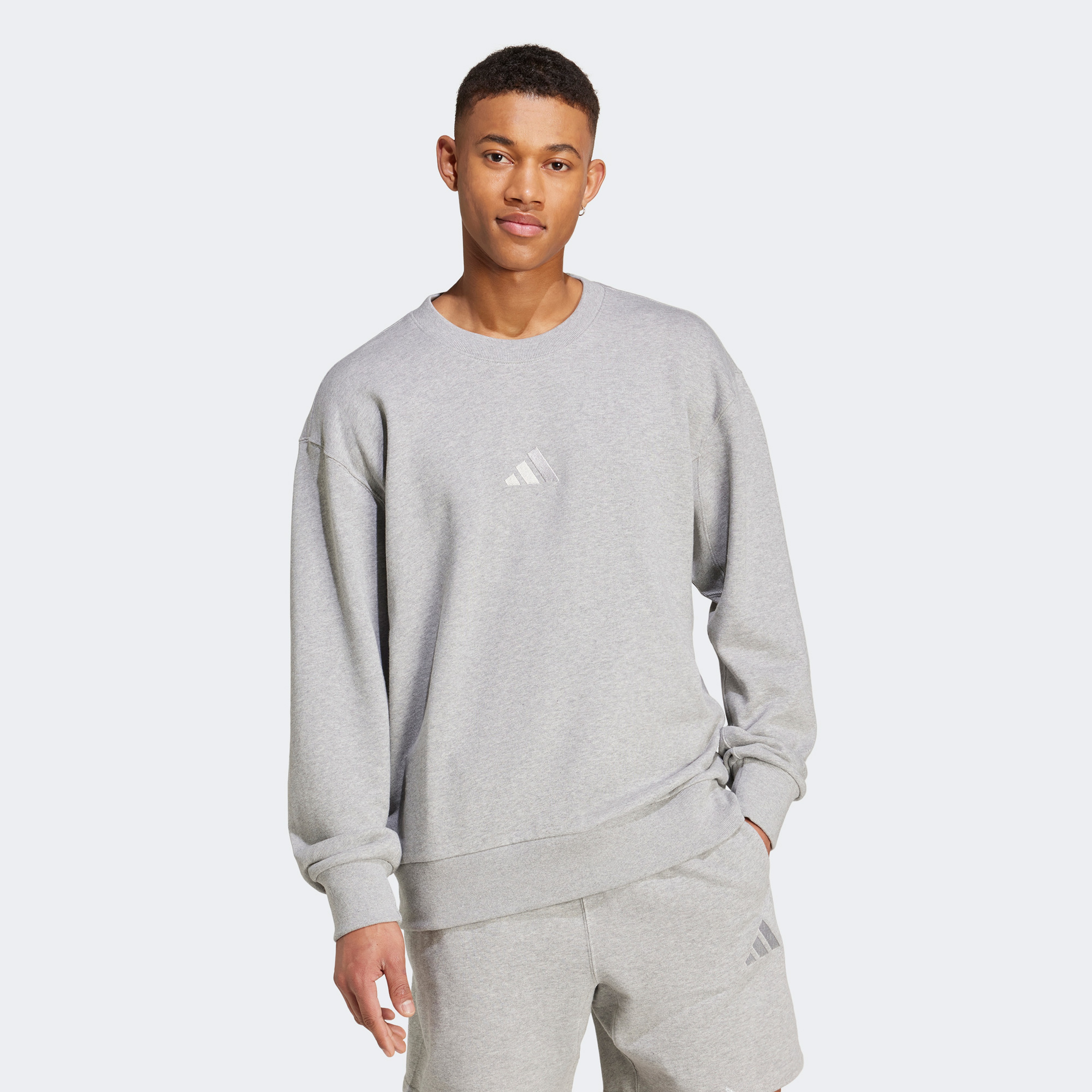 adidas All Szn French Terry Crew Erkek Gri Sweatshirt
