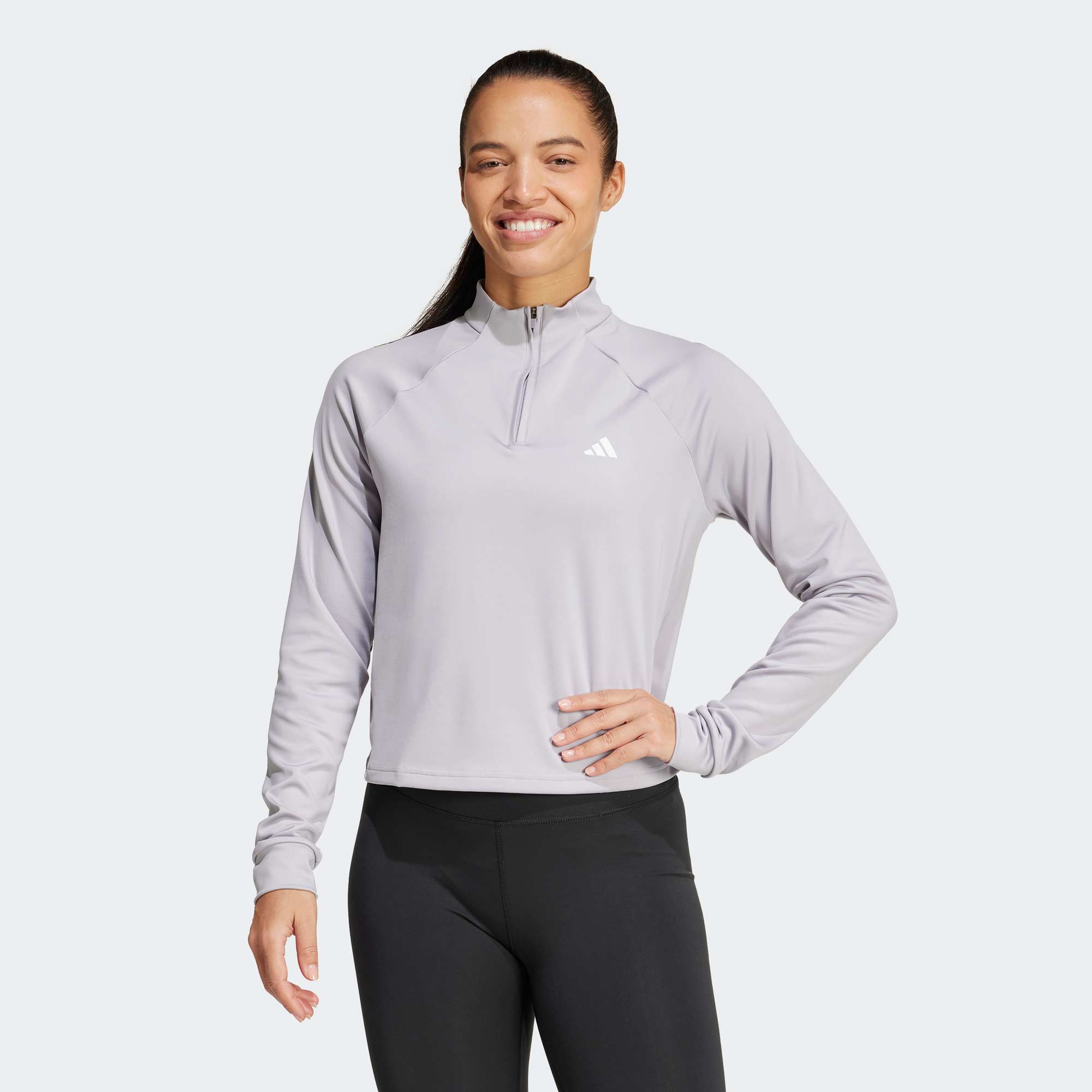 adidas Train Essentials Minimal Branding Kadın Gri Eşofman Üstü