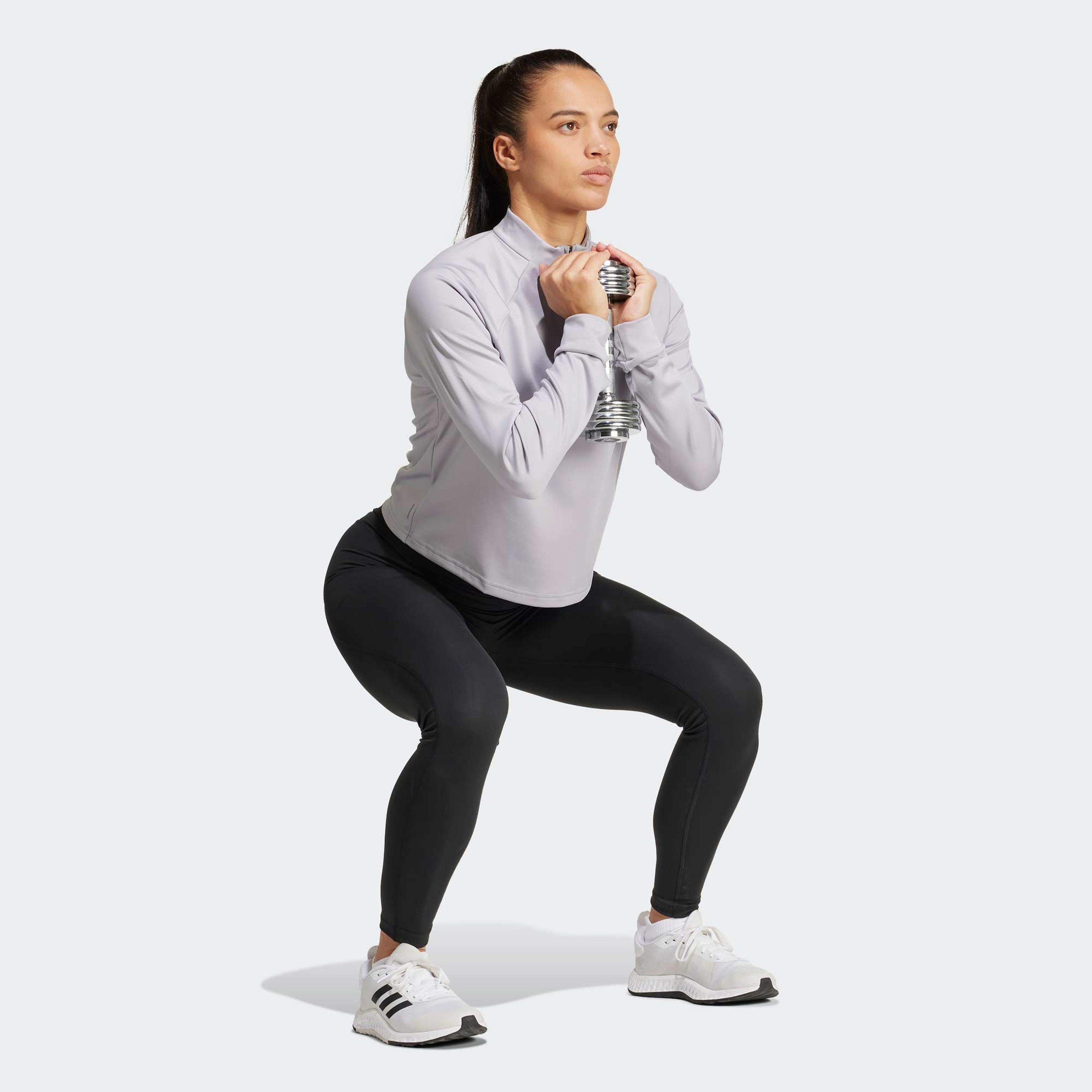 adidas Train Essentials Minimal Branding Kadın Gri Eşofman Üstü