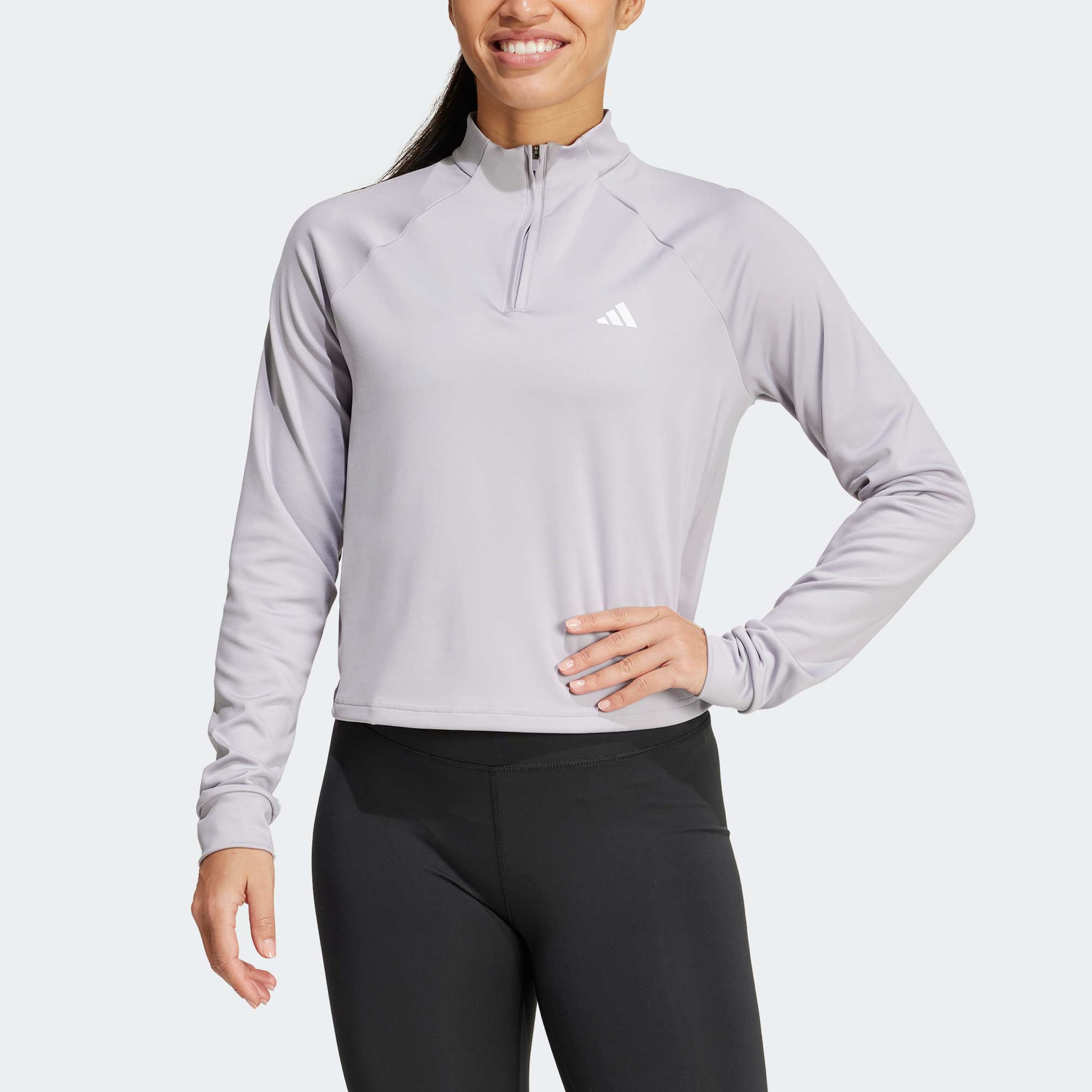 adidas Train Essentials Minimal Branding Kadın Gri Eşofman Üstü