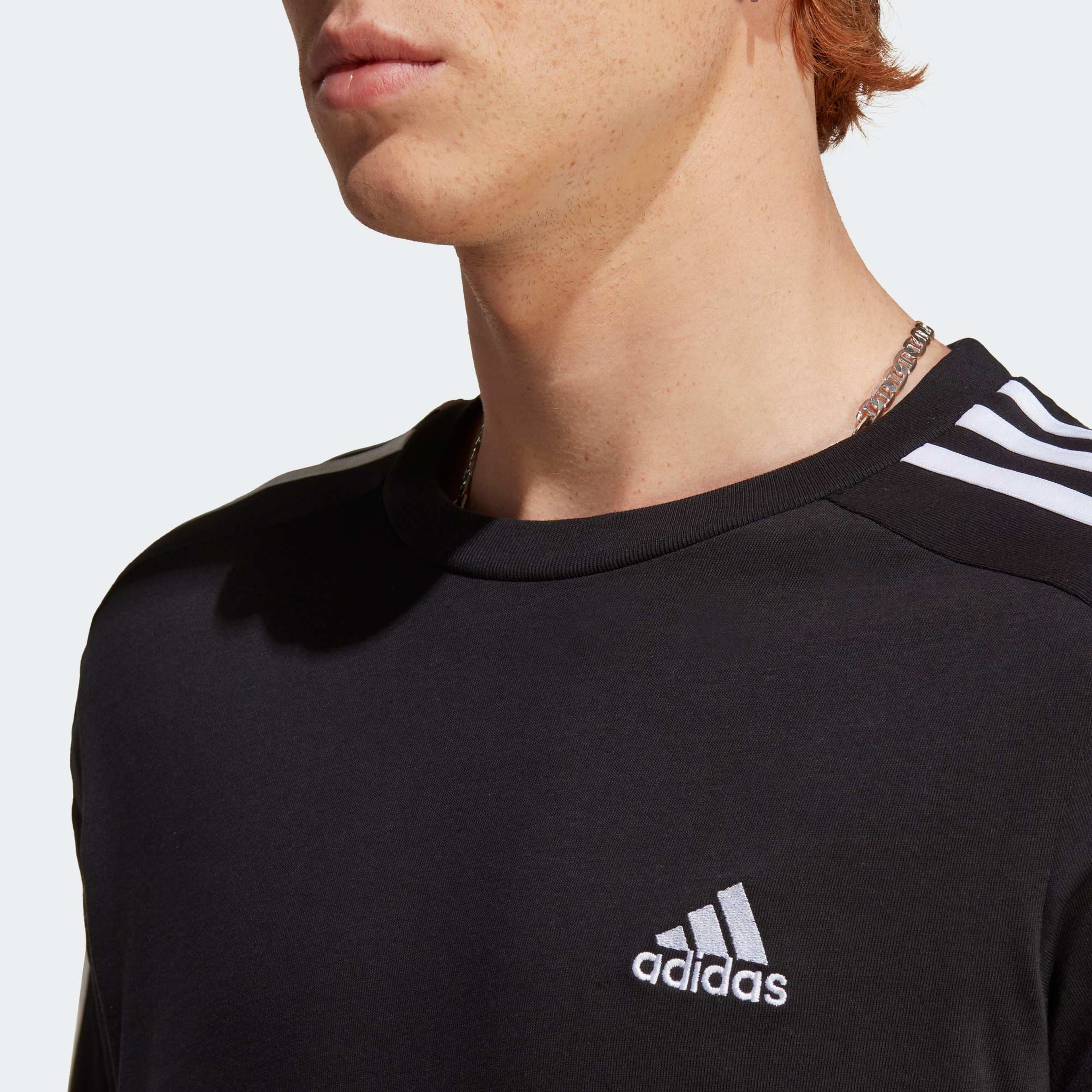 adidas Essentials Single Jersey 3-Stripes Erkek Siyah T-Shirt