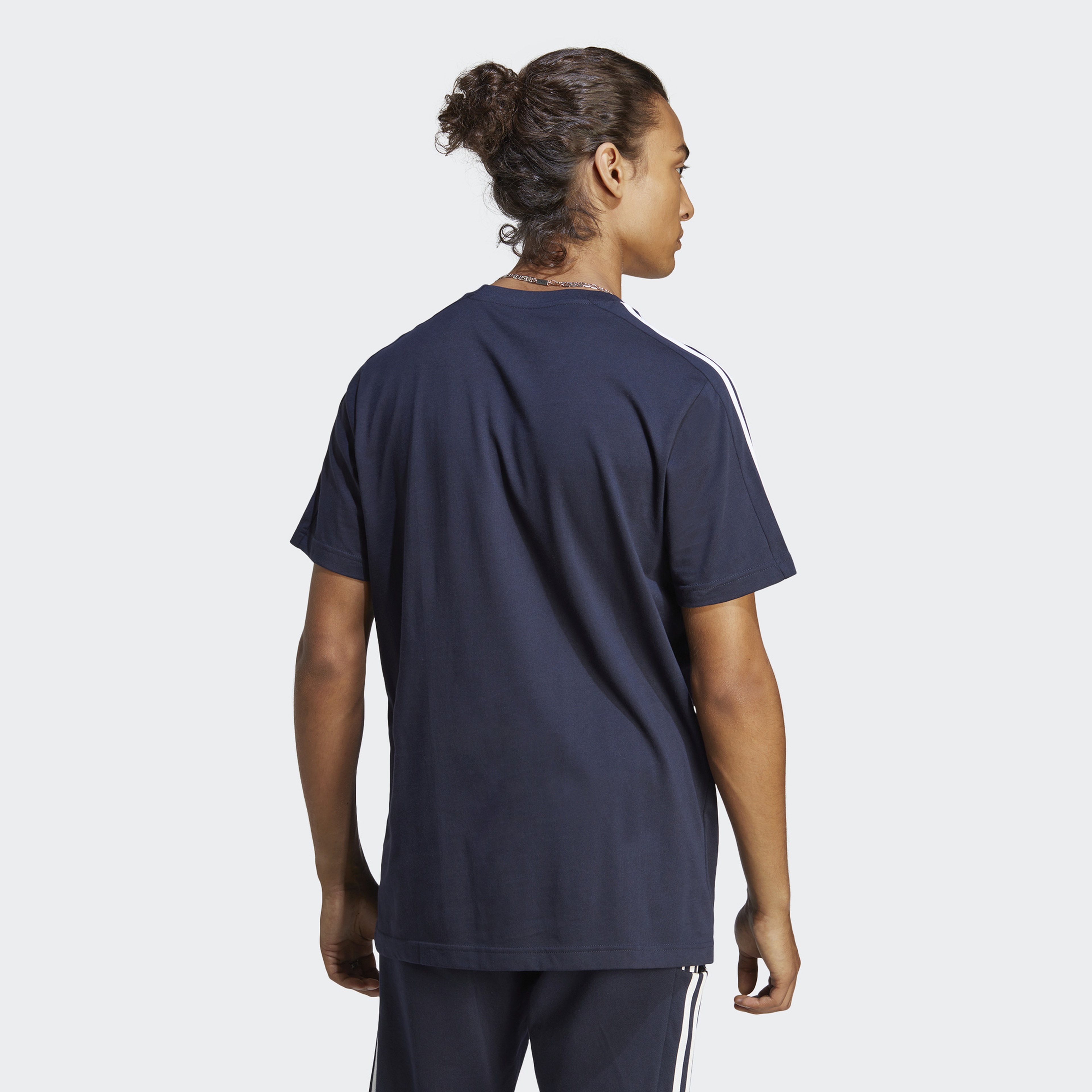 adidas Essentials Single Jersey 3-Stripes Erkek Mavi T-Shirt