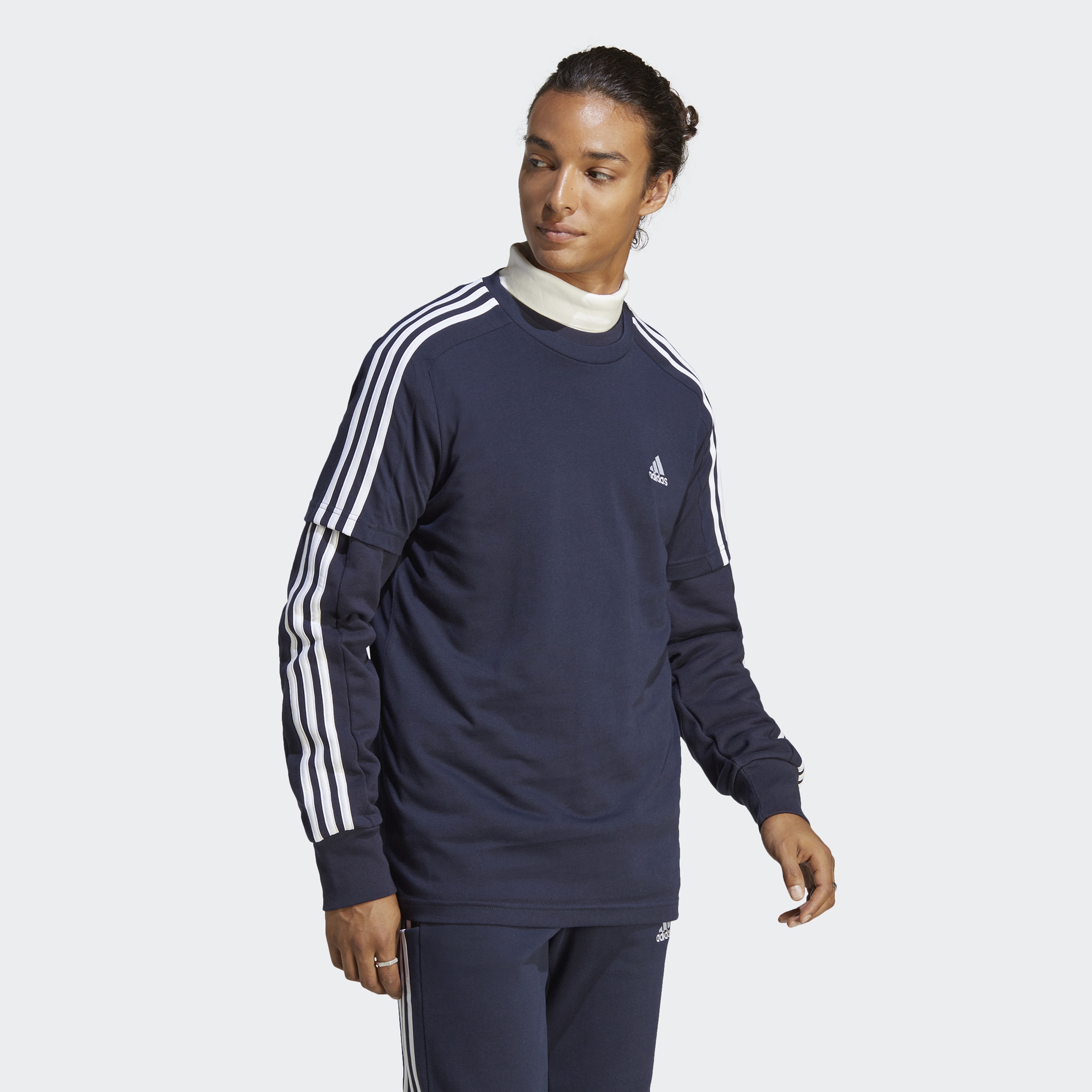 adidas Essentials Single Jersey 3-Stripes Erkek Mavi T-Shirt