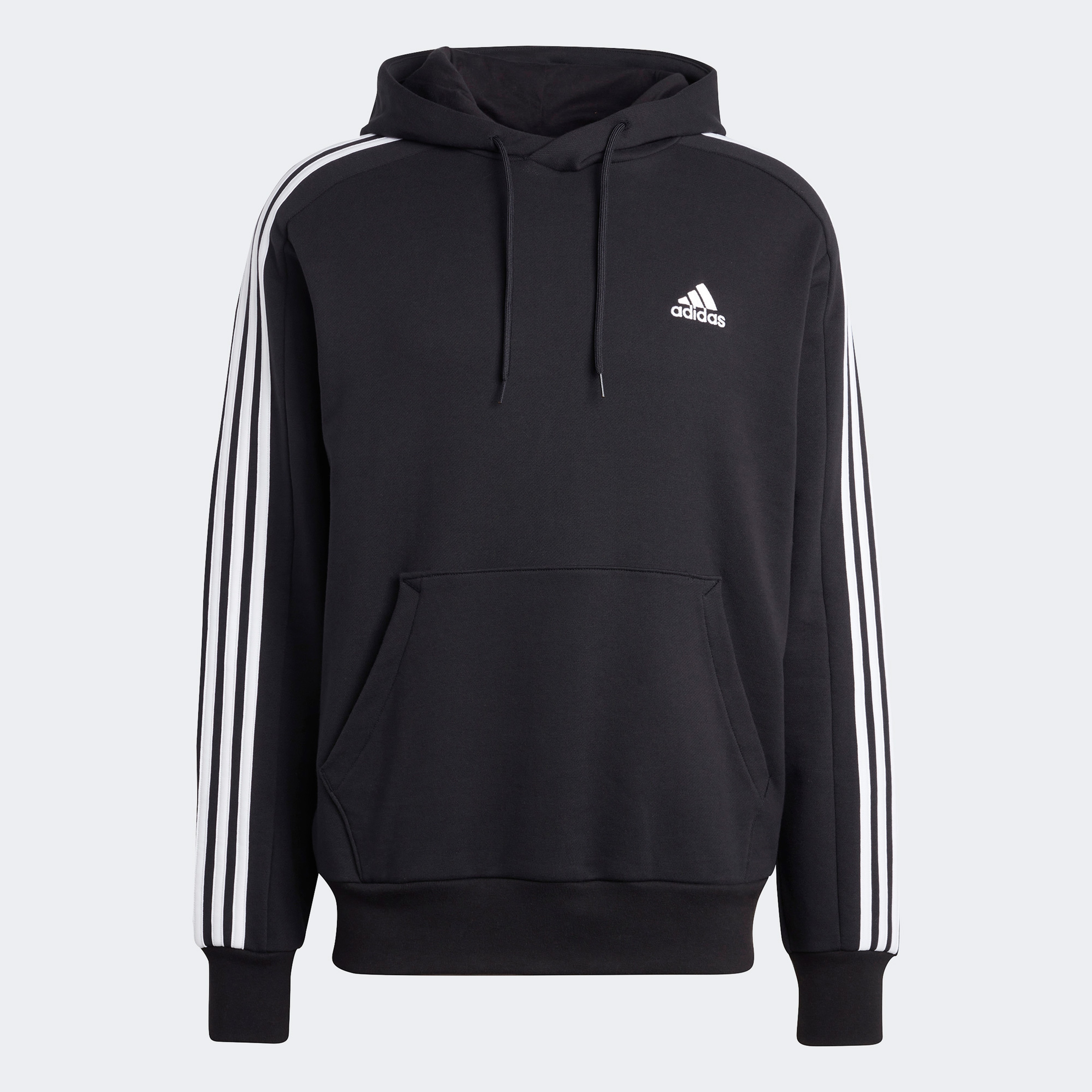 adidas Essentials French Terry 3-Stripes Erkek Siyah Hoodie