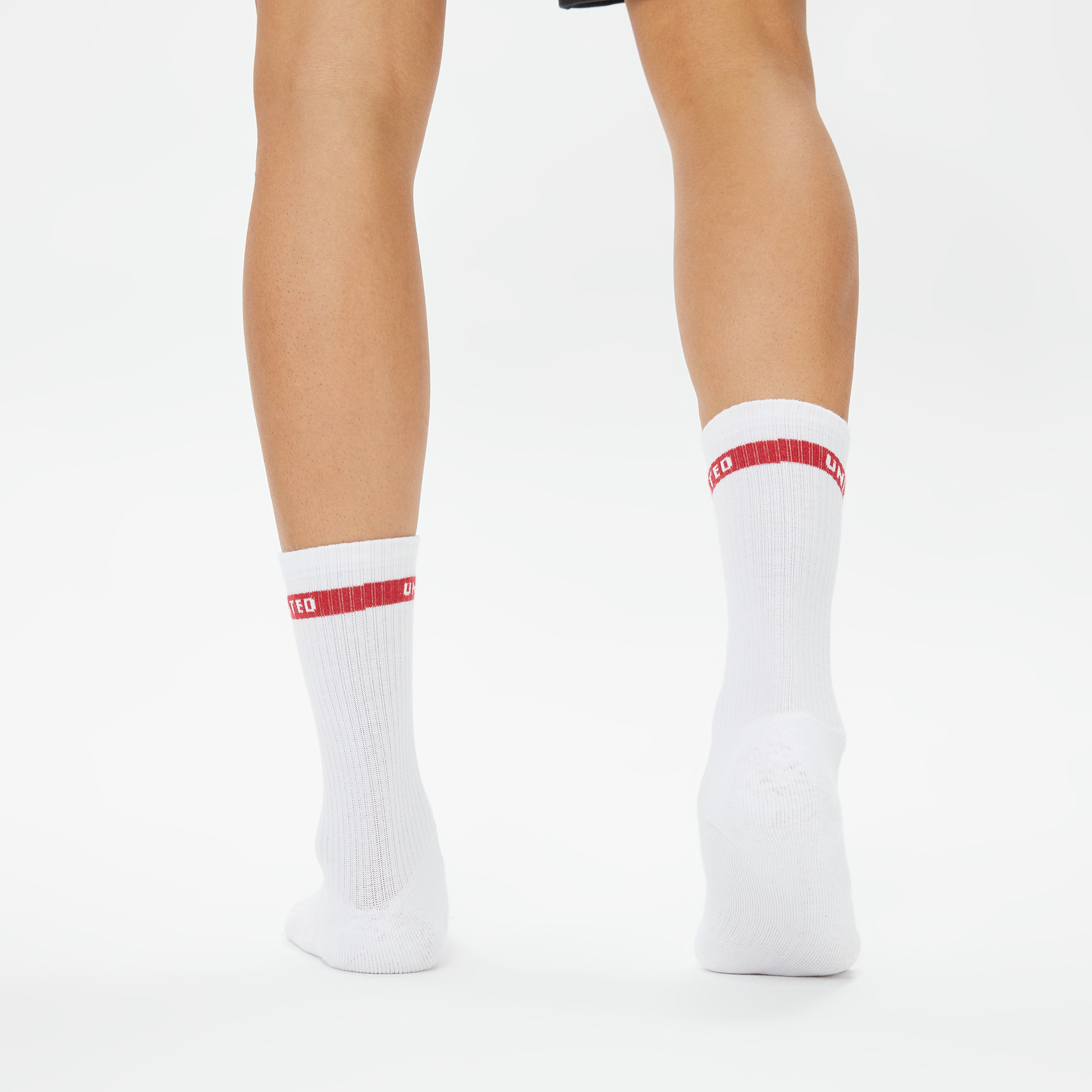 UNITED4 Erkek Çizgili Beyaz 3'lü Çorap