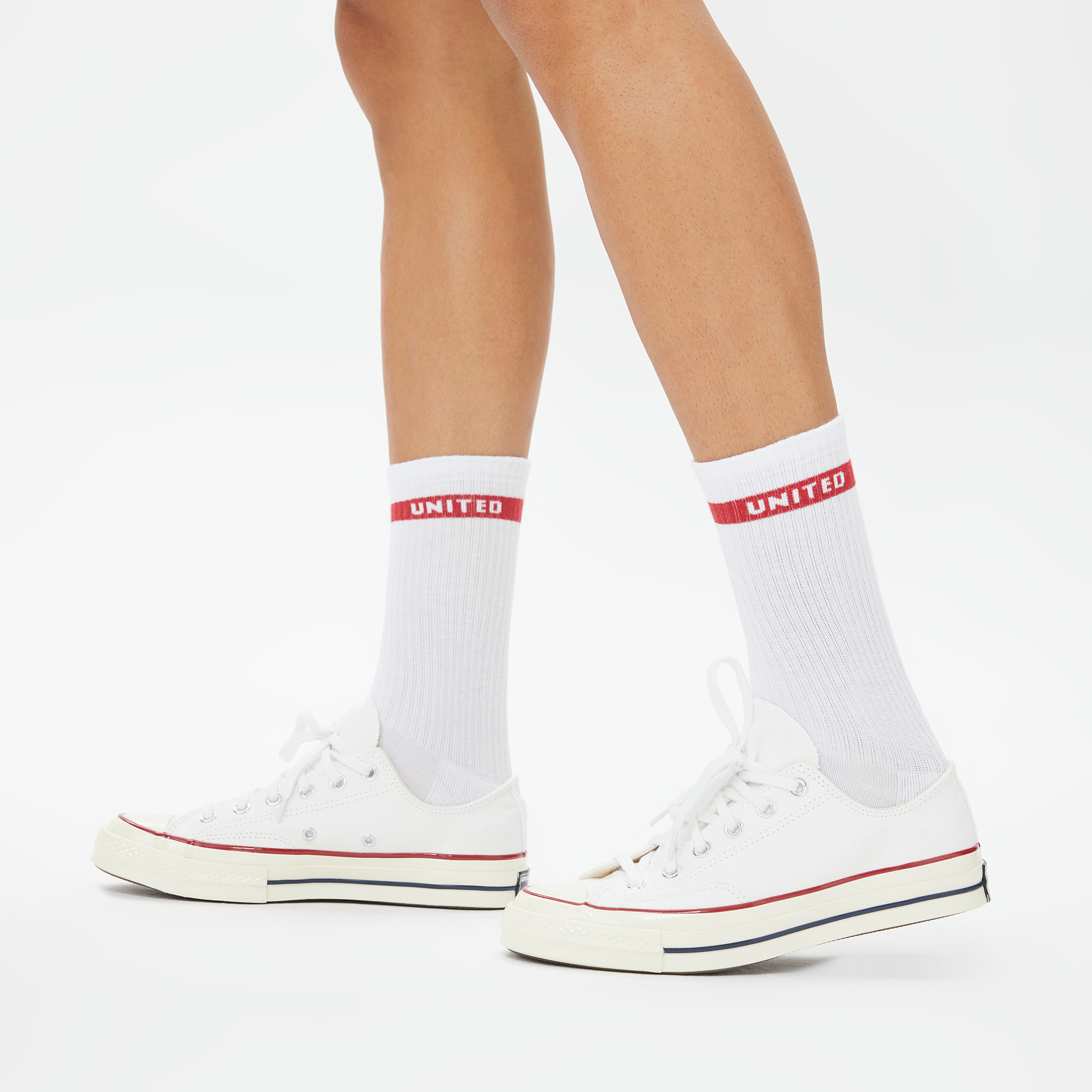 UNITED4 Erkek Çizgili Beyaz 3'lü Çorap
