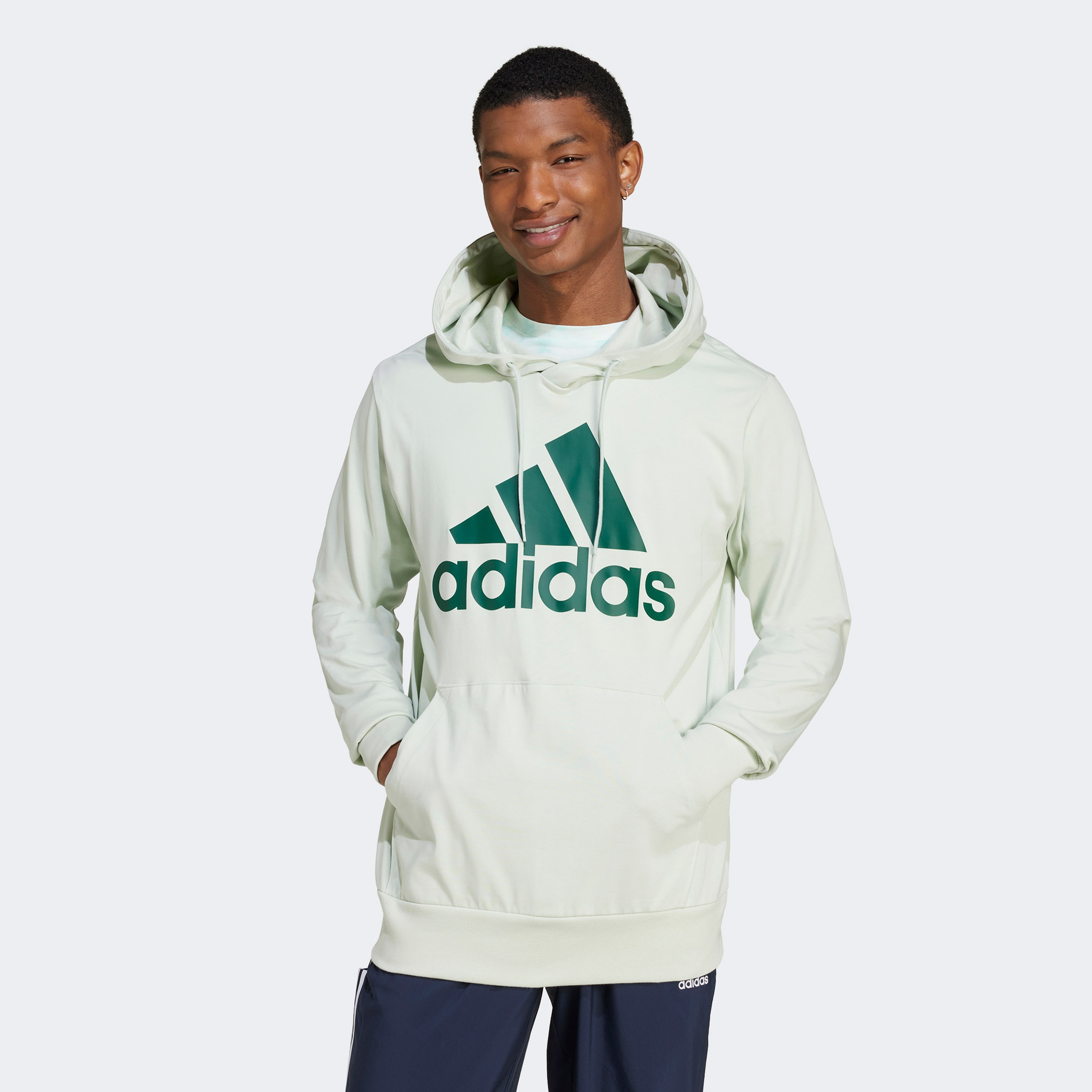 adidas Essentials Logo Erkek Yeşil Hoodie