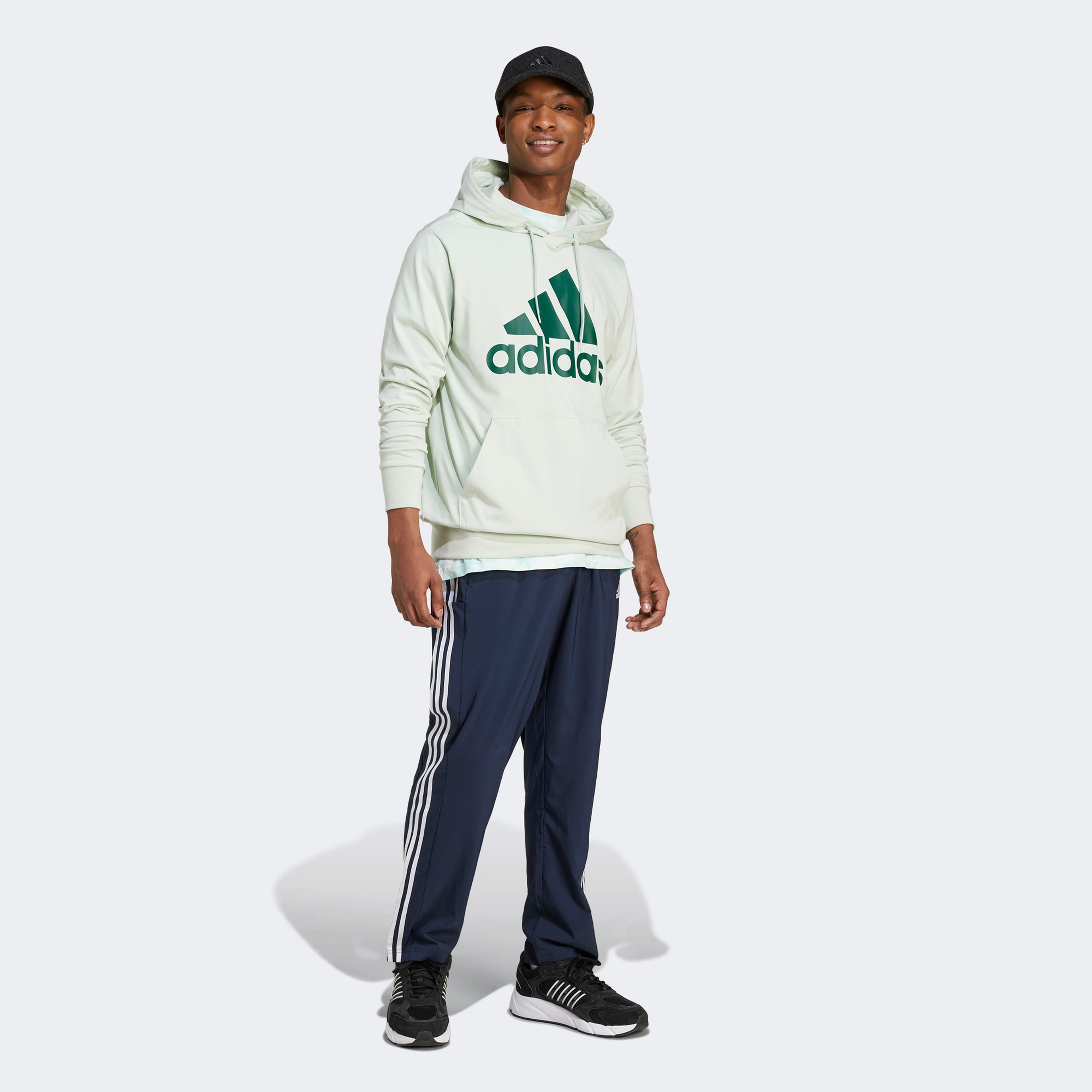 adidas Essentials Logo Erkek Yeşil Hoodie