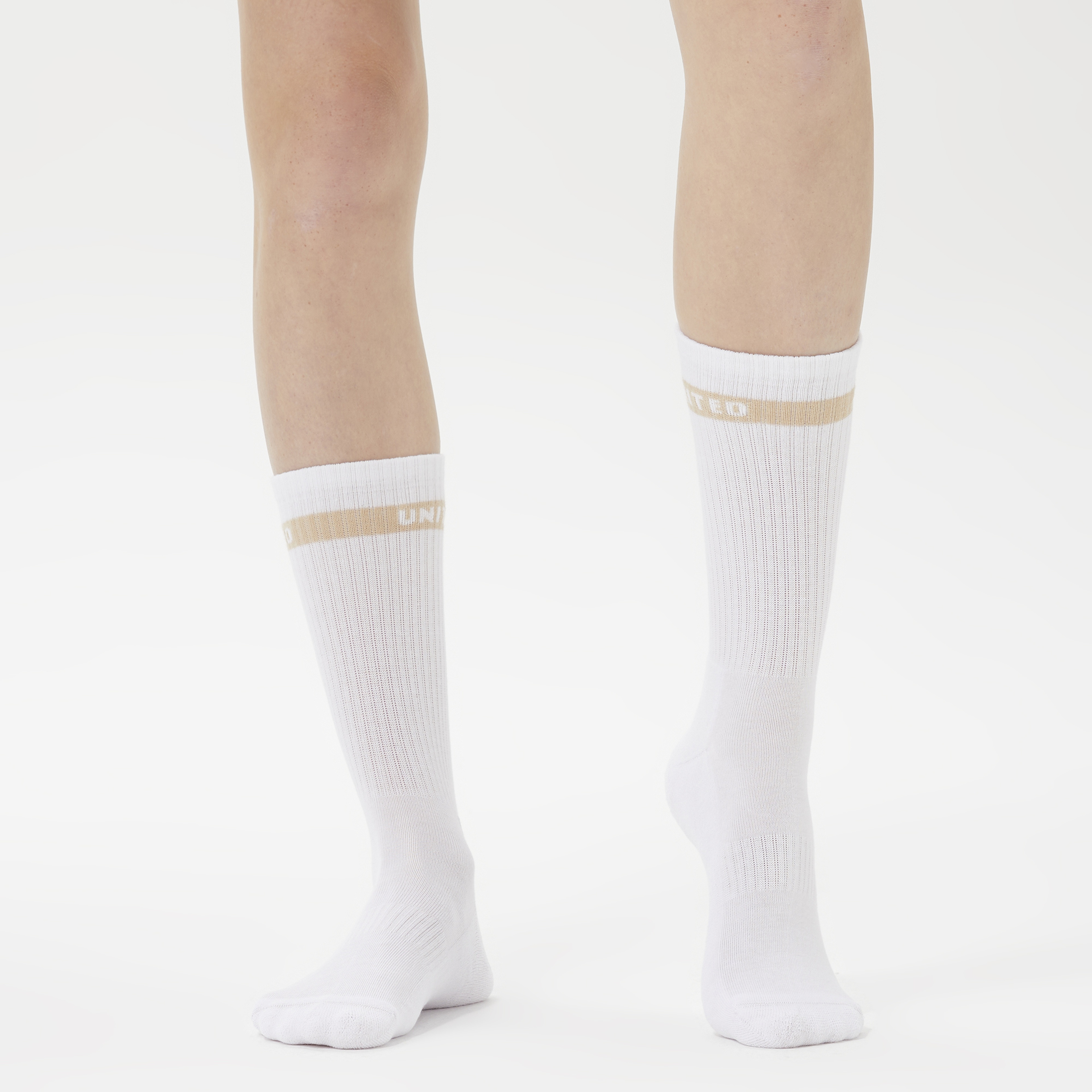 UNITED4 Street Crew Kadın Çizgili Beyaz 3'lü Çorap